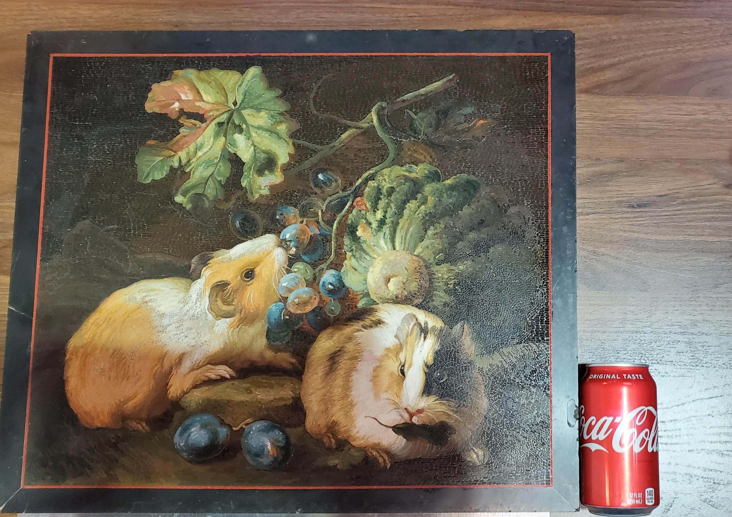 Important Micromosaic of Two Guinea Pigs Eating Cabbage and Grapes 2