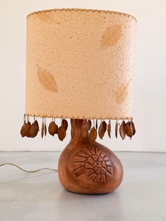 Important mid-century Brutalist organic ceramic table lamp by Didier France 1977