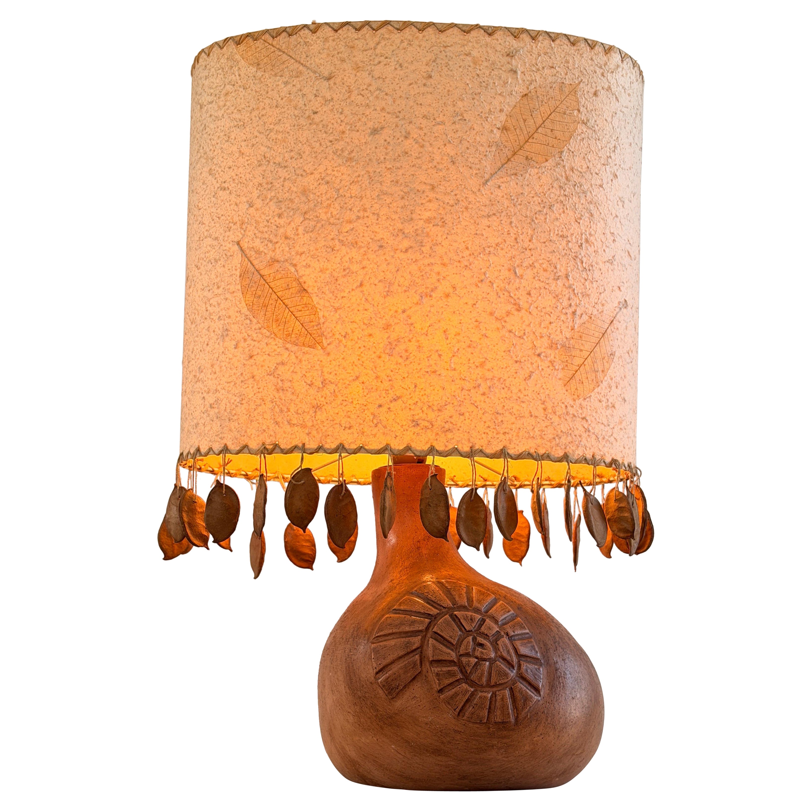Important mid-century Brutalist organic ceramic table lamp by Didier France 1977 For Sale