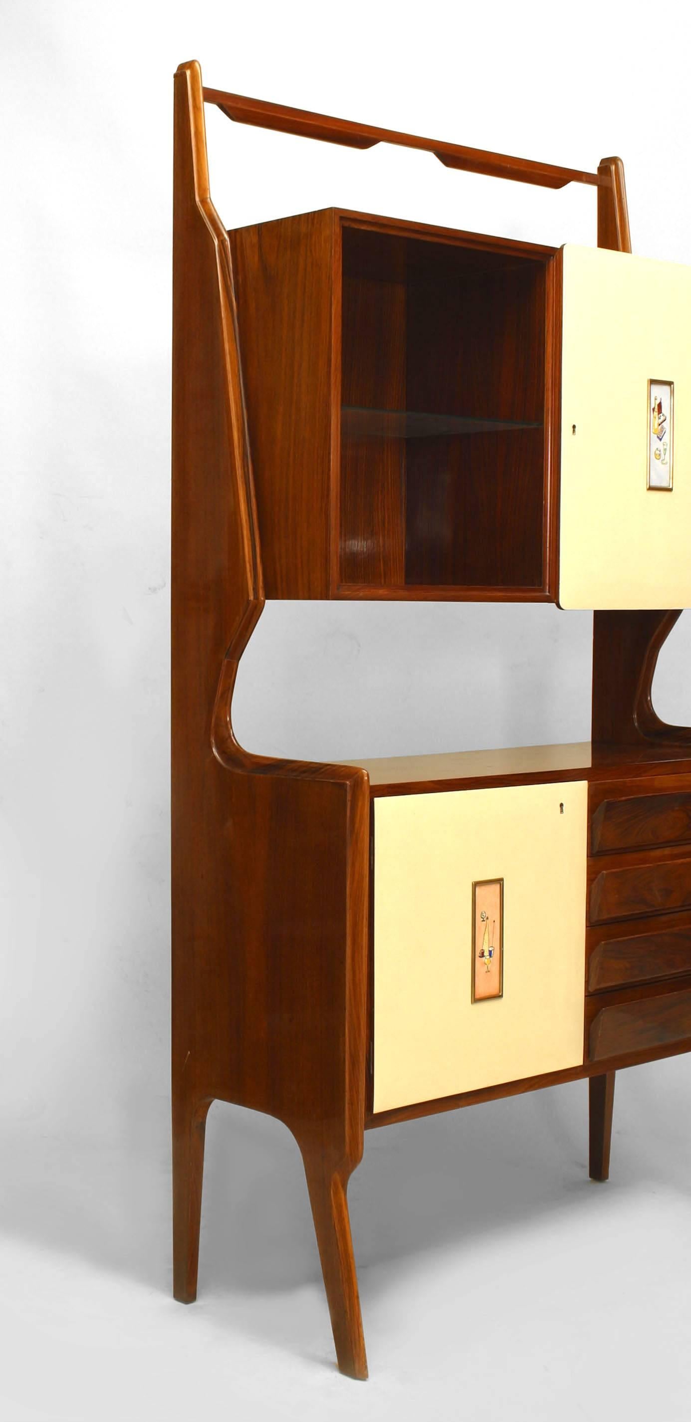 Mid-Century Modern Gio Ponti Italian Post-War Rosewood & Mahogany Cabinet For Sale
