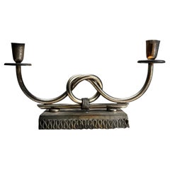 Important Mid-Century Metal Canlestick, Gio Ponti Style, Italy 1950s