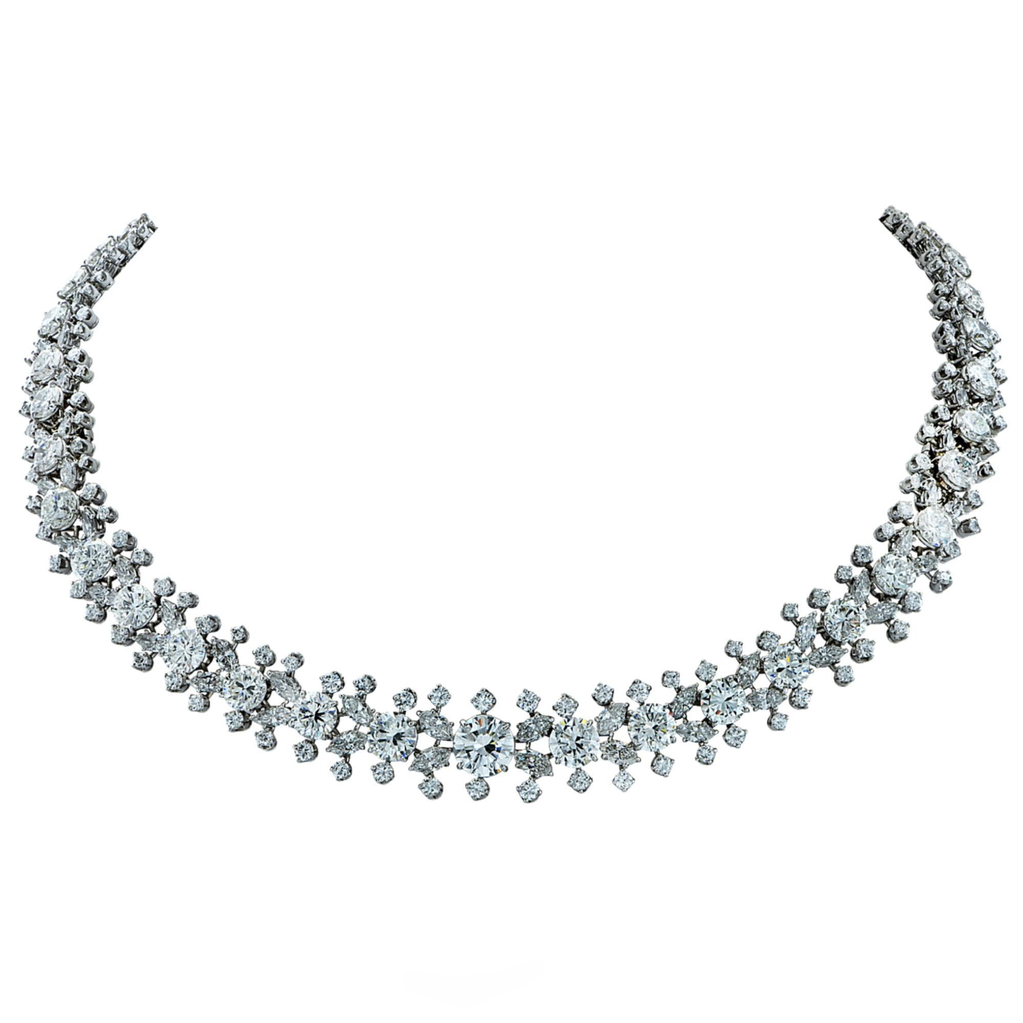 Important Midcentury Harry Winston 52 Carat Diamond Necklace Bracelet Set
