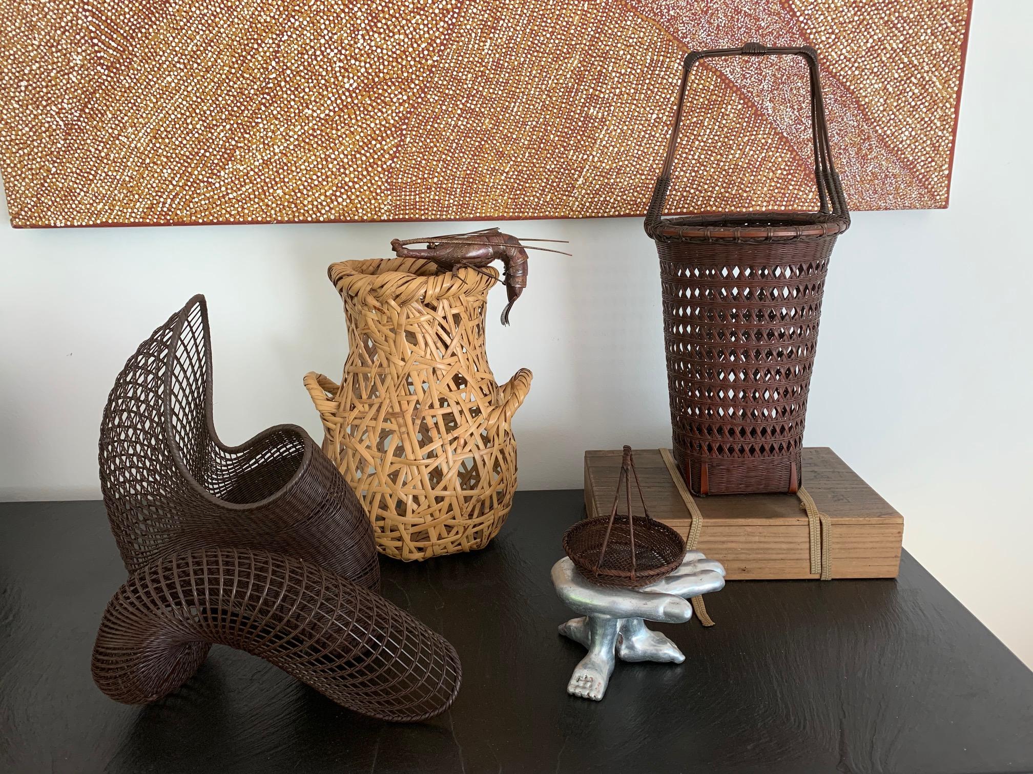 Important Miniature Japanese Bamboo Basket by Hayakawa Shokosai I For Sale 8