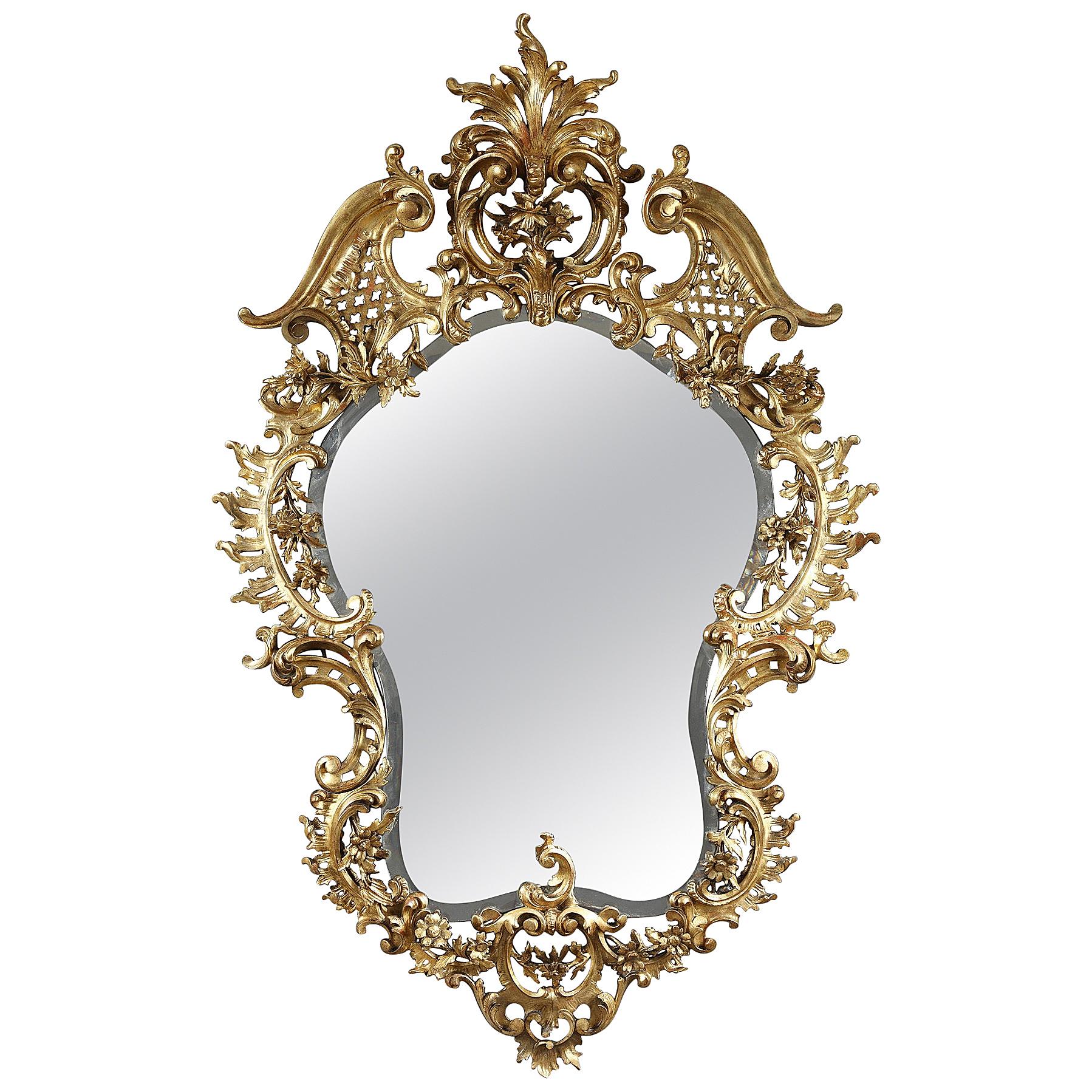 Important Carved Giltwood Mirror, Italy, Circa 1880