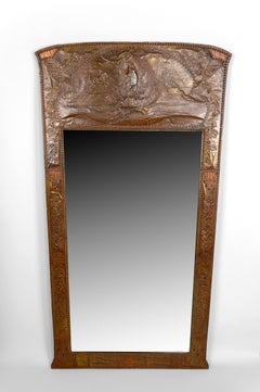 Important Mirror in by Emile André, after JOB, Art Nouveau, 1916