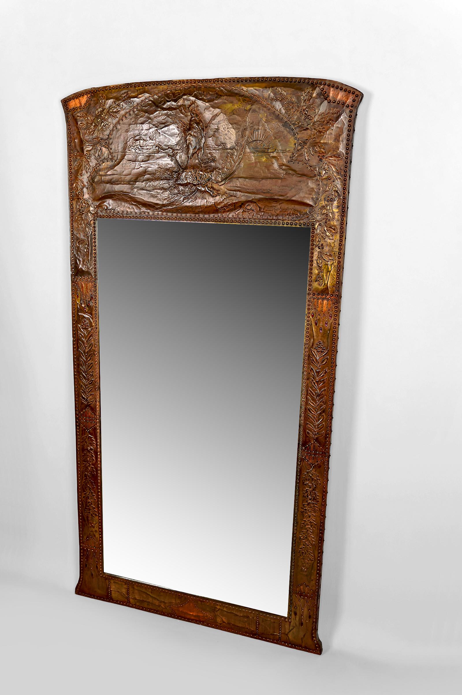 Art nouveau Important miroir dans  par Emile André, d'après Job Art, 1916 en vente