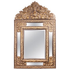 Antique Important Mirror of the 19th Century of the Netherlands in Brass