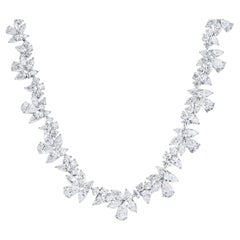 Important Mix Cut Diamond Necklace 34 Carats Total 18K White Gold