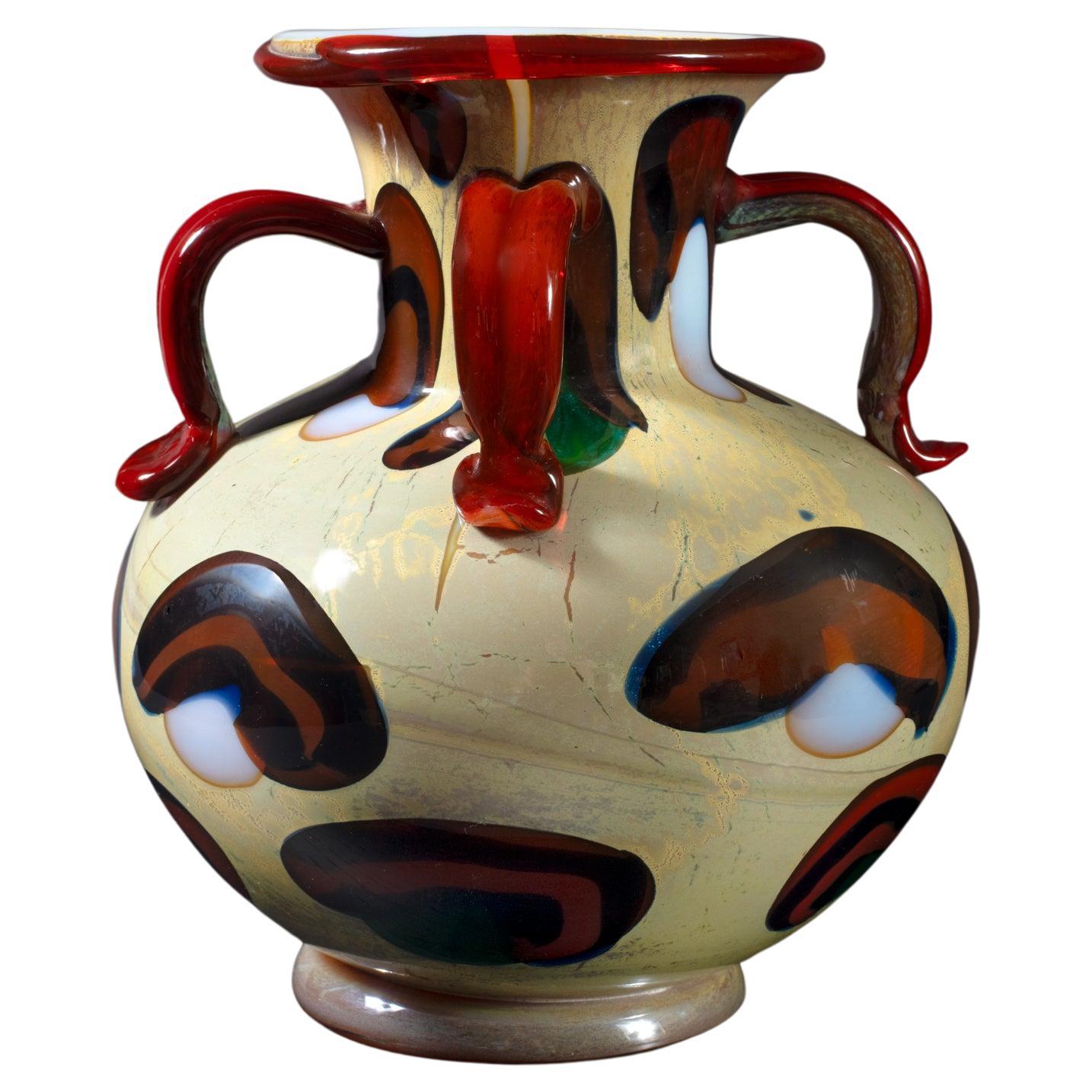 Important vase moderne en verre opalin d'Ermanno Nason pour Cenedese. en vente