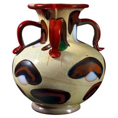 Important vase moderne en verre opalin d'Ermanno Nason pour Cenedese.