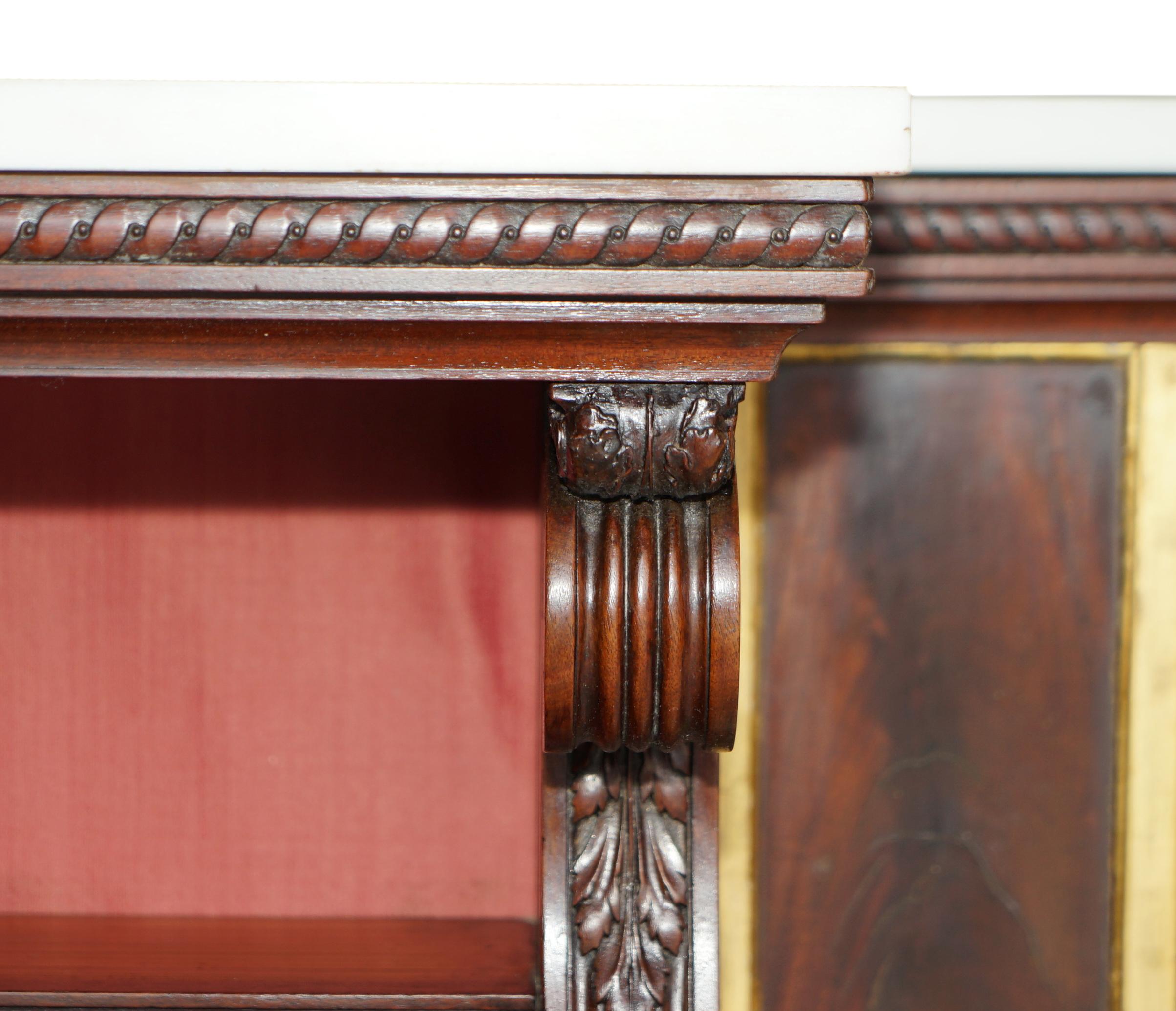 Important Monumental Antique Regency Hardwood Italian Marble Sideboard For Sale 6