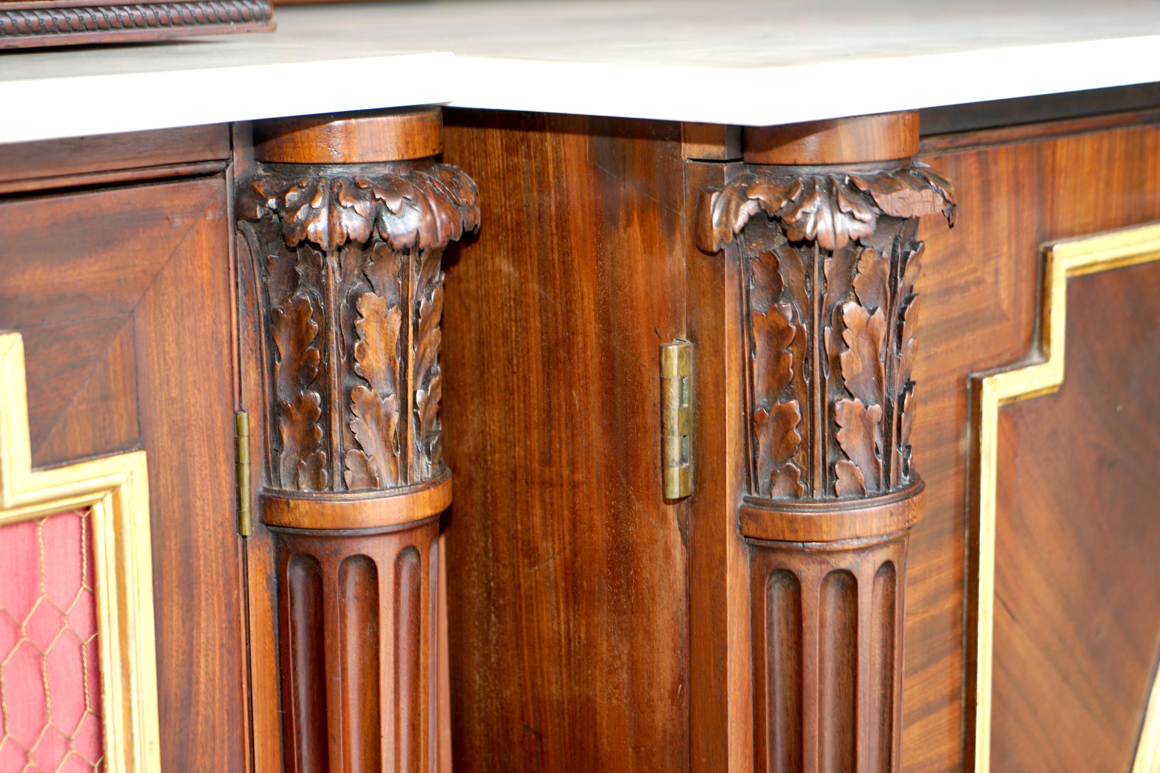 Important Monumental Antique Regency Hardwood Italian Marble Sideboard For Sale 6