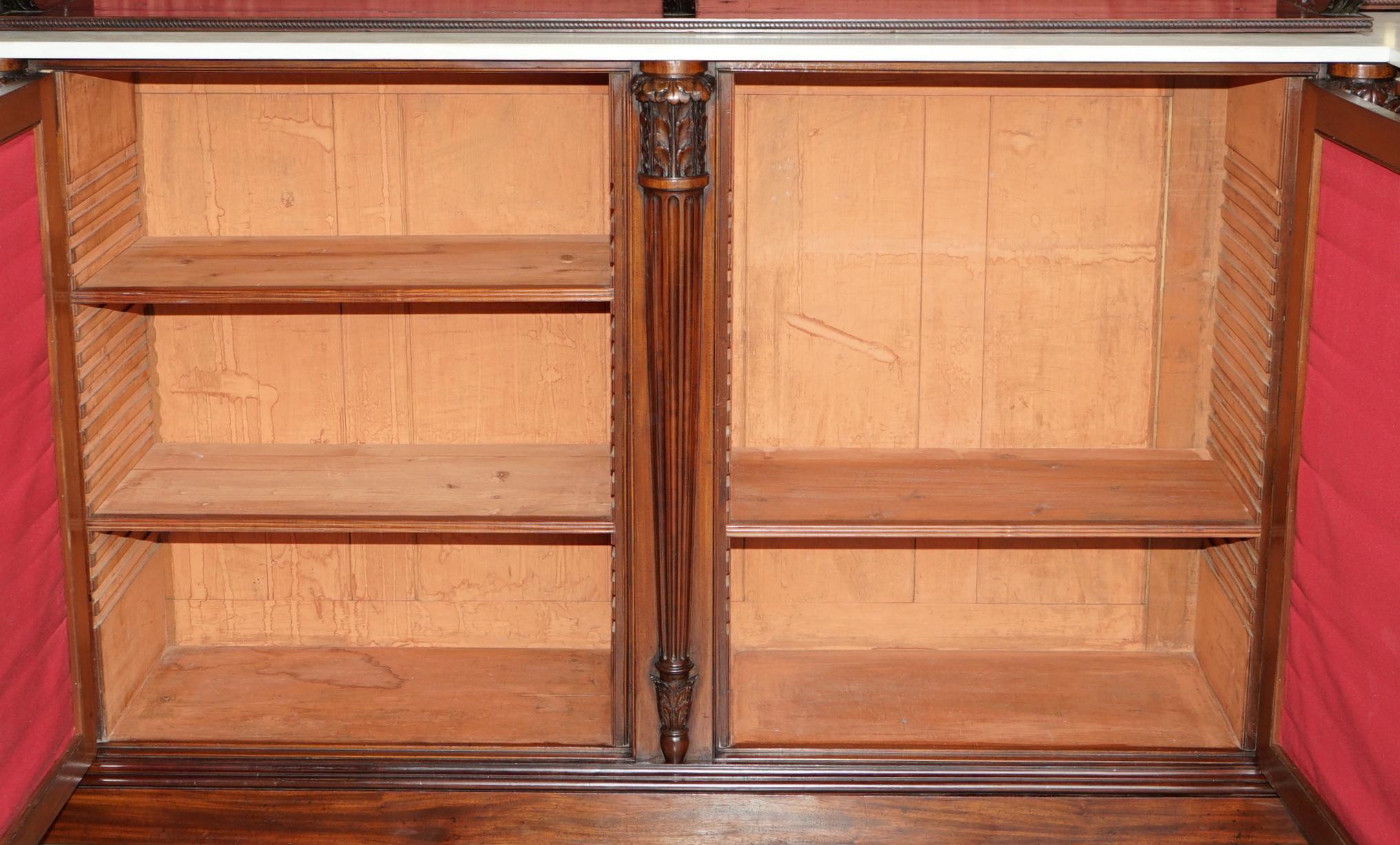 Important Monumental Antique Regency Hardwood Italian Marble Sideboard For Sale 9