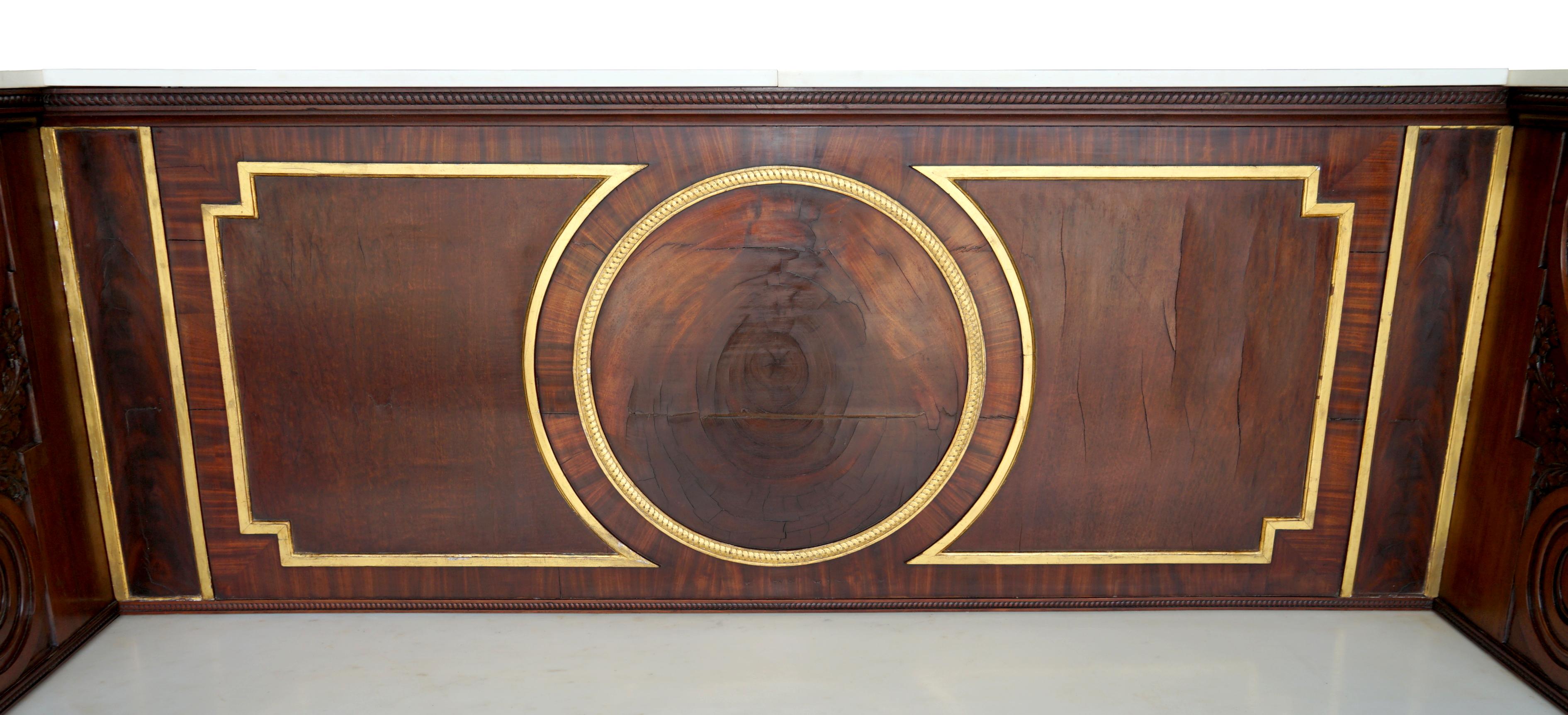 Important Monumental Antique Regency Hardwood Italian Marble Sideboard For Sale 12