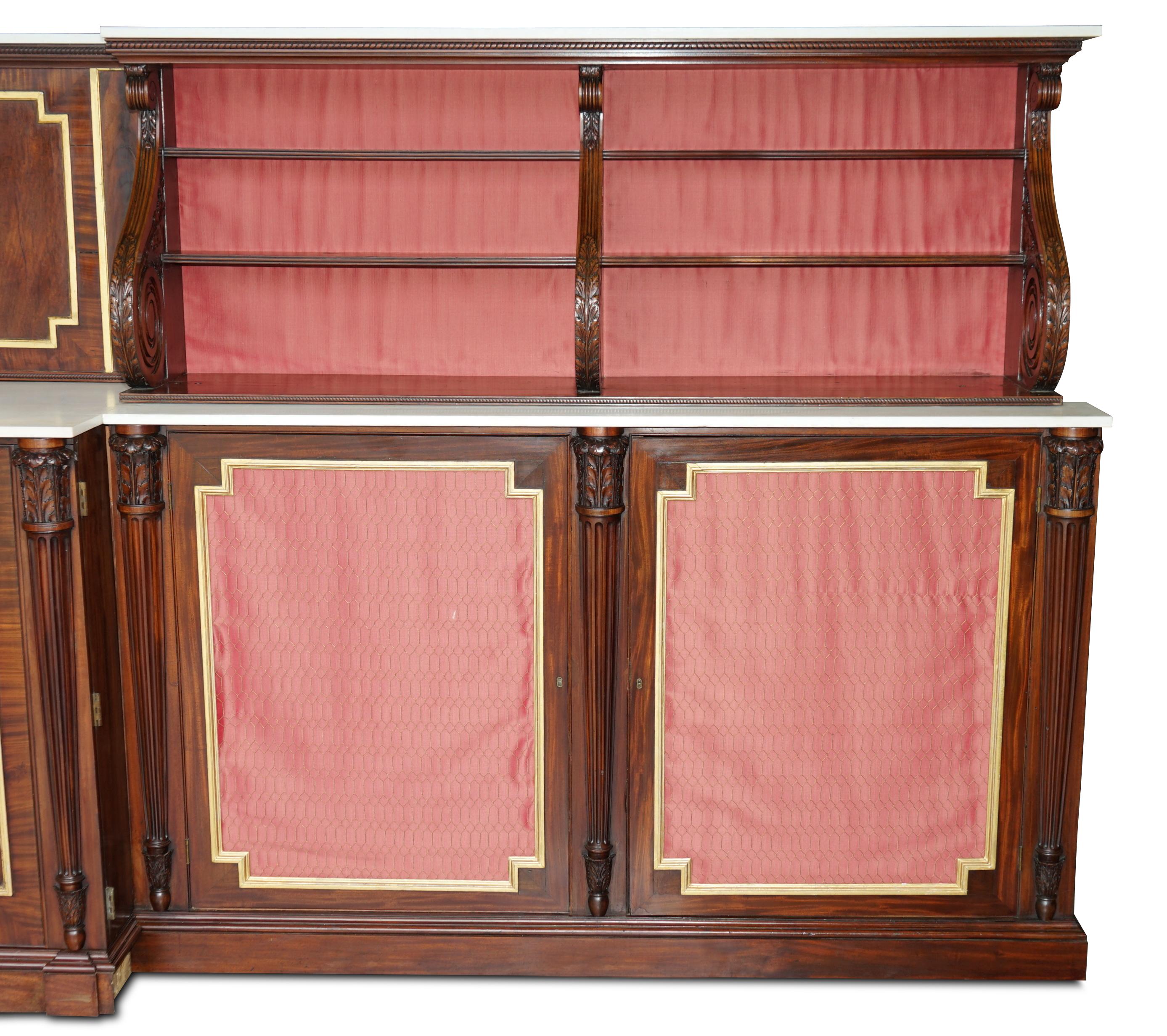 Hand-Crafted Important Monumental Antique Regency Hardwood Italian Marble Sideboard For Sale
