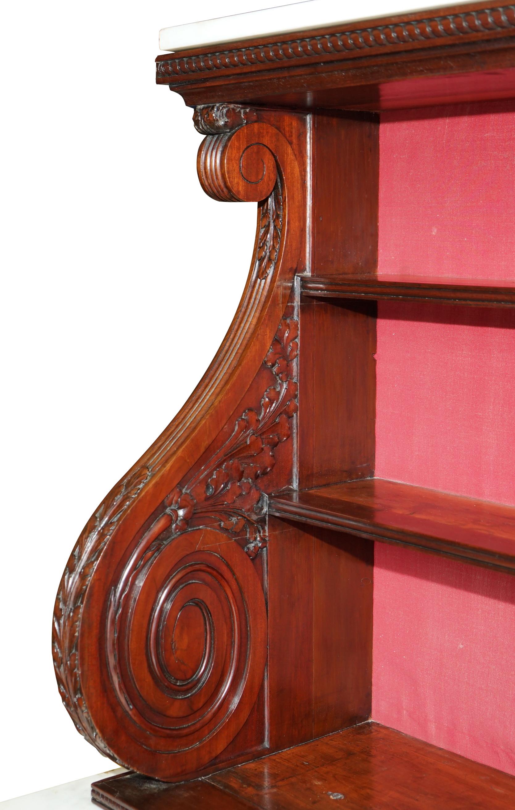 Important Monumental Antique Regency Hardwood Italian Marble Sideboard For Sale 1