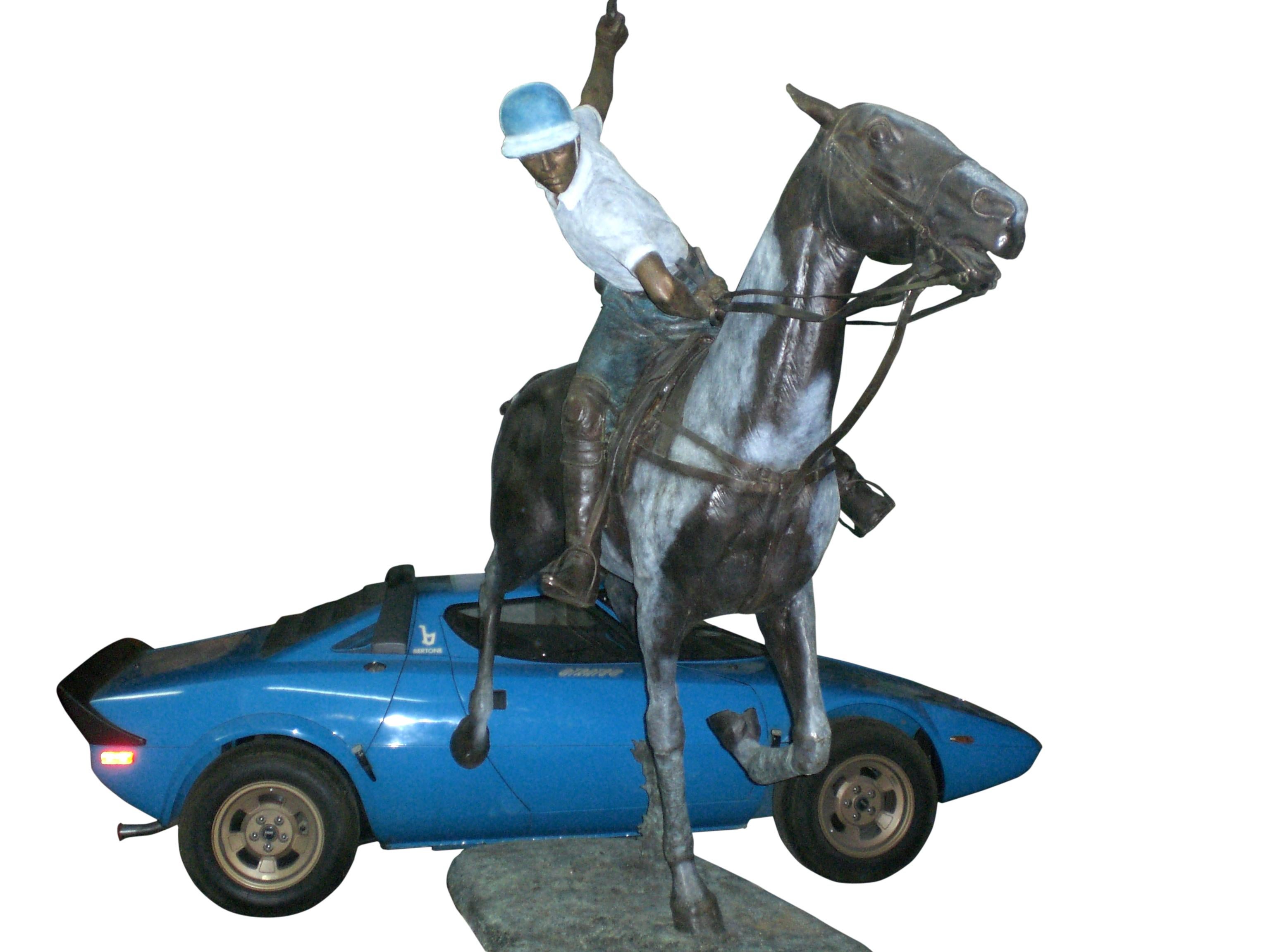 20th Century Important Monumental Life-Size Bronze Sculpture of Polo Player William Behrends For Sale