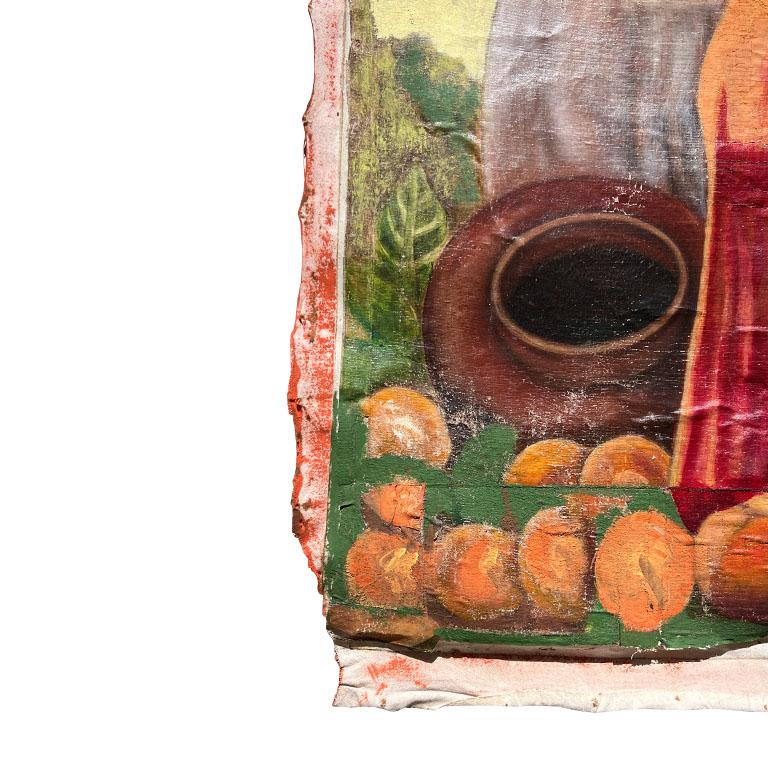 Un accattivante dipinto d'arte popolare messicana d'epoca, ricco di colori, di ricchezza culturale e di una storia davvero unica! Durante un matrimonio a Puerto Vallarta, il nostro autista è passato davanti a una casa che sembrava in vendita. Questo
