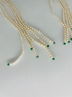 Important Multi-stranded Pearl & Jade Open Work Necklace