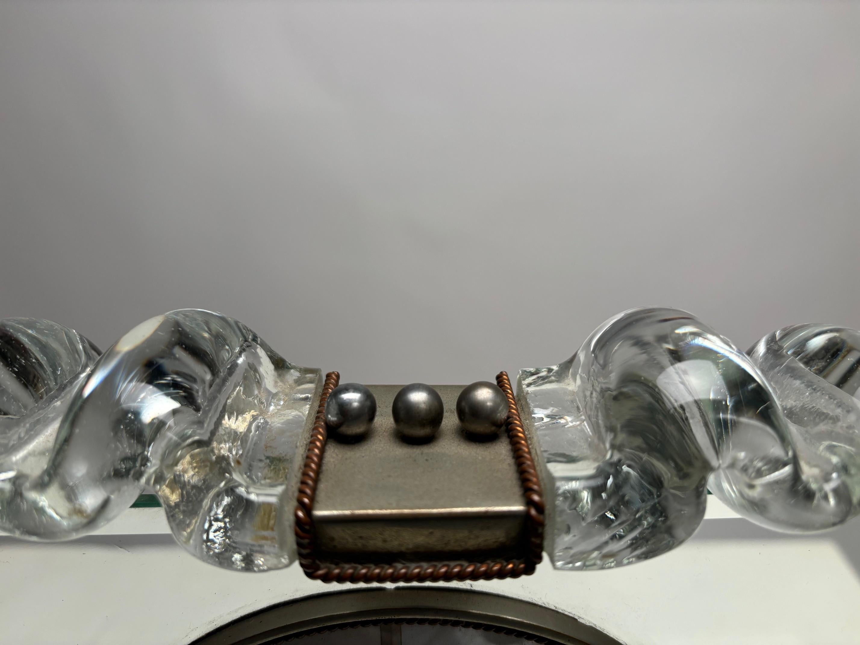 Important Murano glass table clock with Venini frame, Italy, 1950s For Sale 4