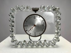Important Murano glass table clock with Venini frame, Italy, 1950s