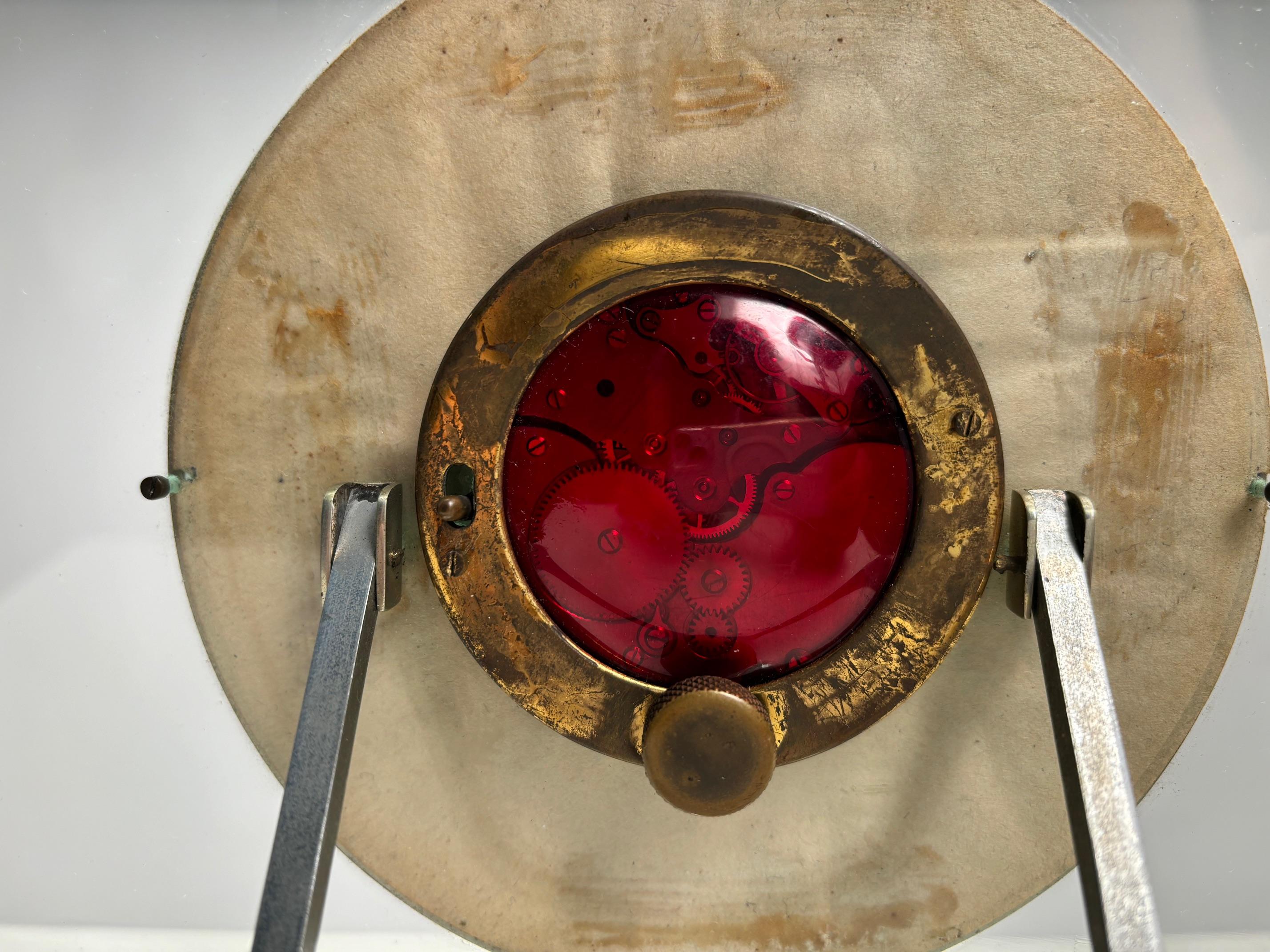 Murano Glass Important Murano glass table clock with Venini frame, Italy, 1950s For Sale