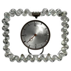 Importante horloge de table en verre de Murano avec cadre Venini, Italie, années 1950