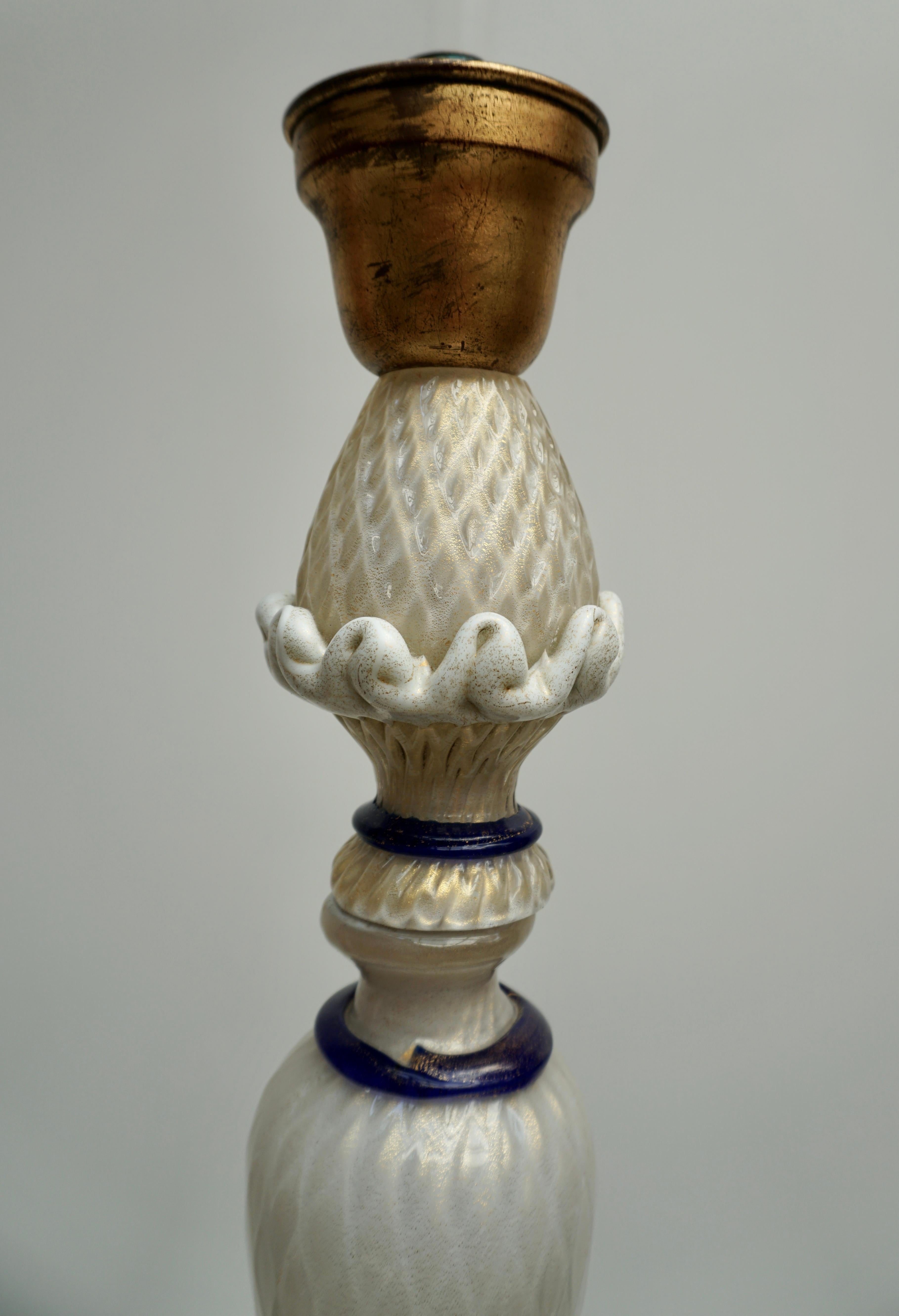 Important Murano Gold Inclusion Glass Floor Lamp Attributed to Seguso circa 1948 2