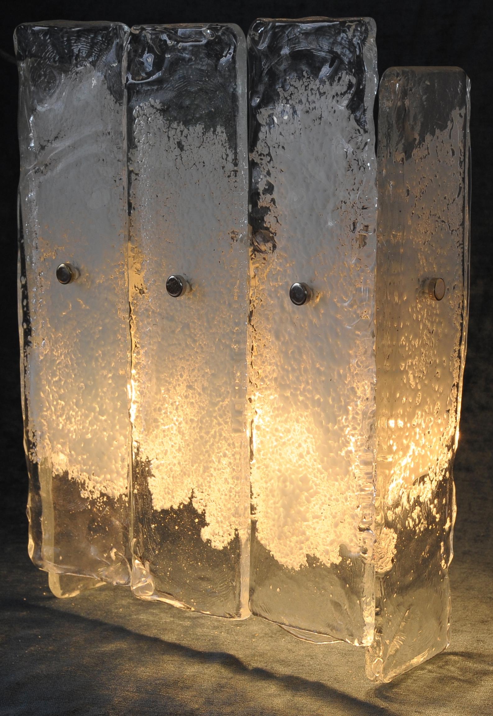 Mid-Century Modern  Important Murano Wall Sconces Attributed to Venini, Italy, 1960s For Sale