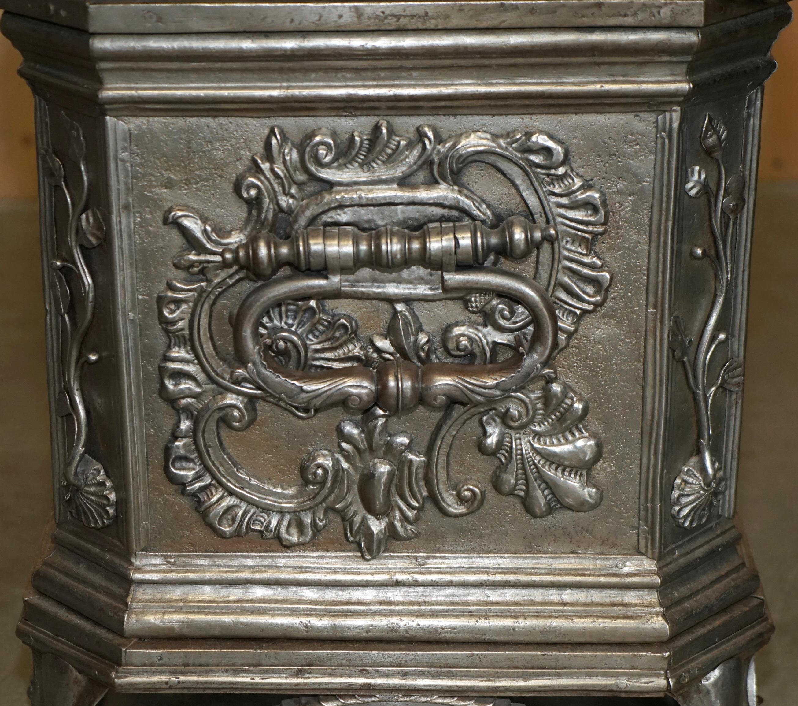 Iron IMPORTANT MUSEUM QUALITY ANTIQUE 1680 TO 1720 GERMAN SiLVER SAFE STRONGBOX For Sale