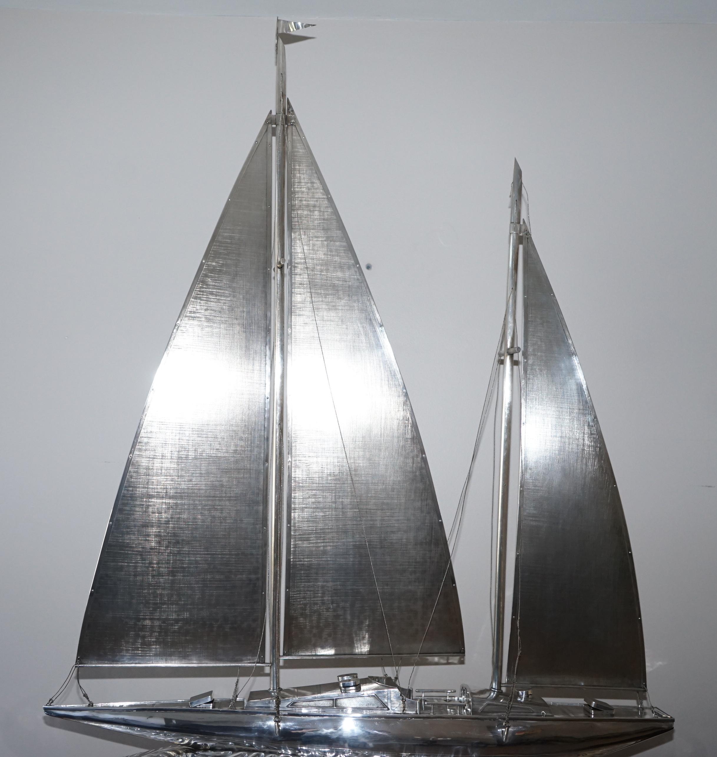Important Museum Quality Huge Tiffany & Co. Solid Sterling Silver Sailing Yacht 5