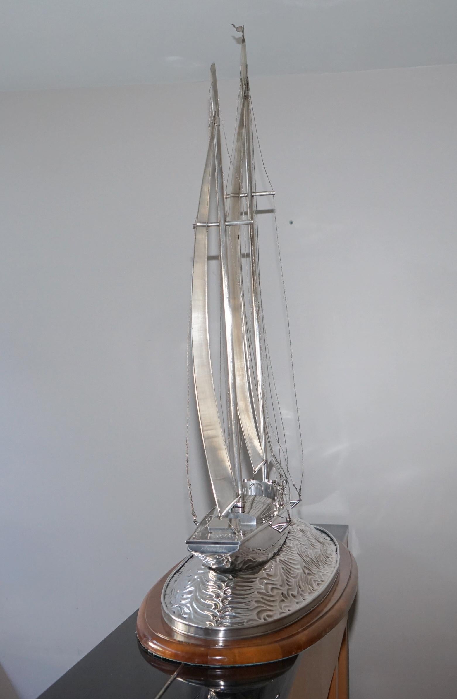 Important Museum Quality Huge Tiffany & Co. Solid Sterling Silver Sailing Yacht 7