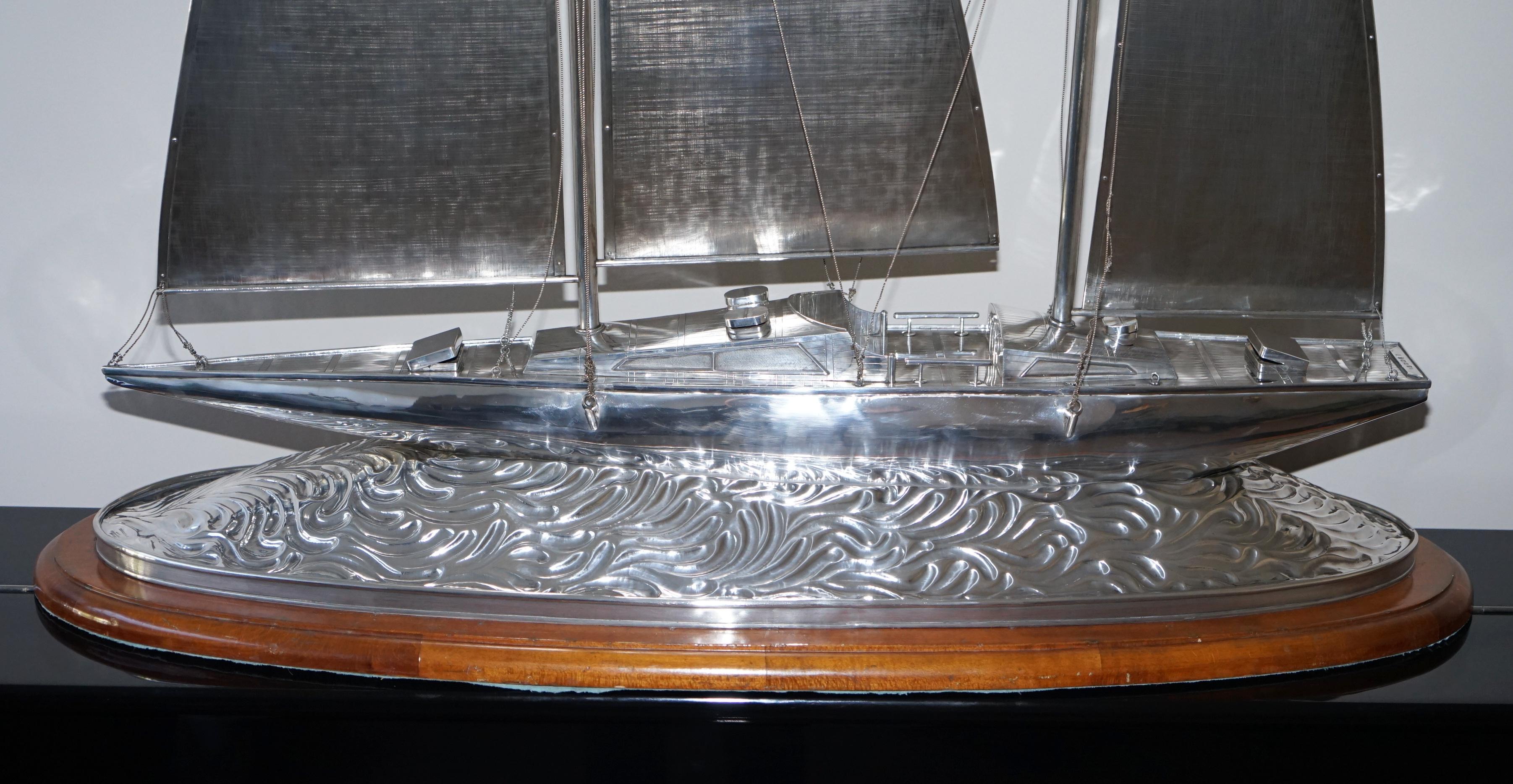 Wichtige Museum Qualität Huge Tiffany & Co. Solid Sterling Silber Segelyacht 1