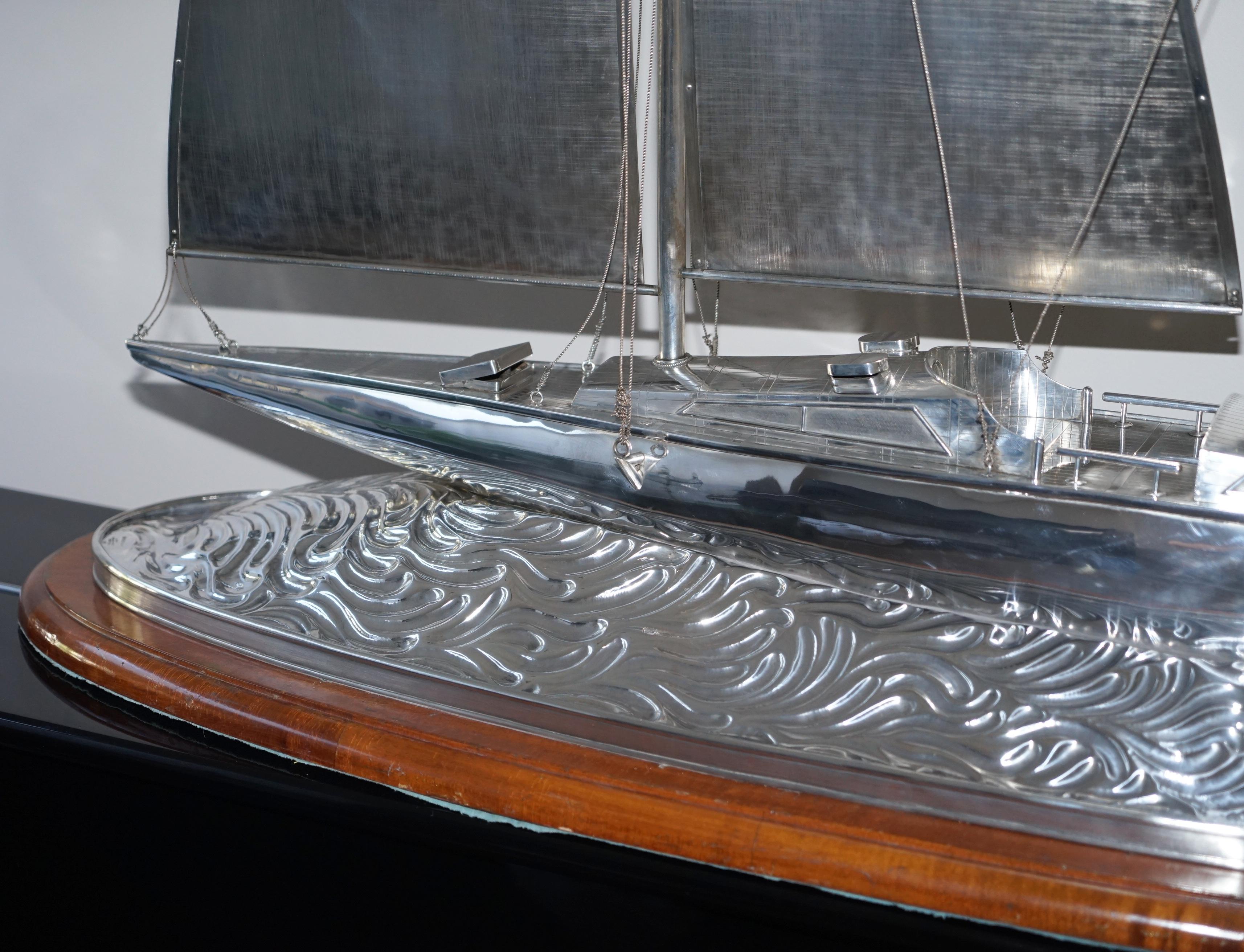 Artisan Important Museum Quality Huge Tiffany & Co. Solid Sterling Silver Sailing Yacht