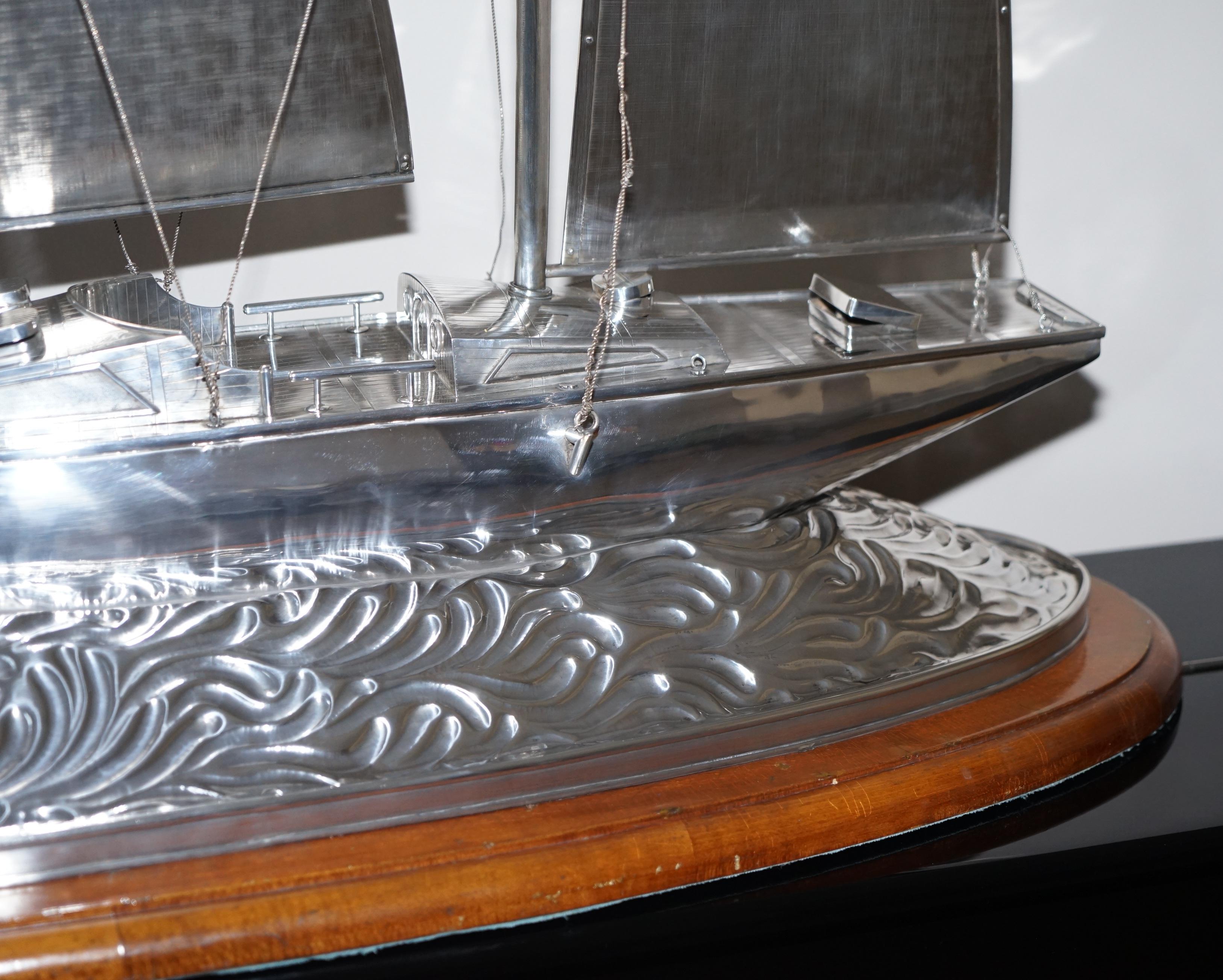 Important Museum Quality Huge Tiffany & Co. Solid Sterling Silver Sailing Yacht 1