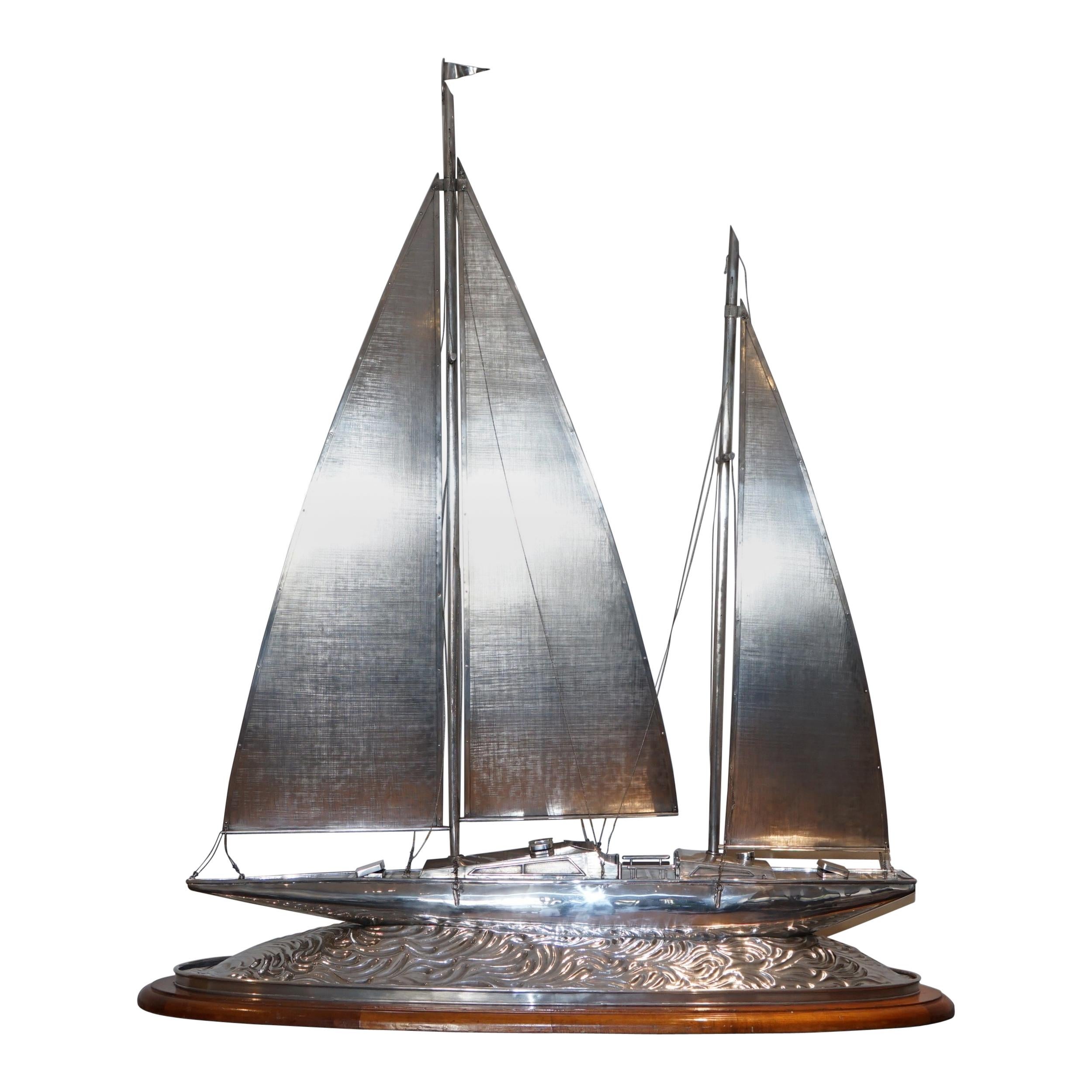 Important Museum Quality Huge Tiffany & Co. Solid Sterling Silver Sailing Yacht