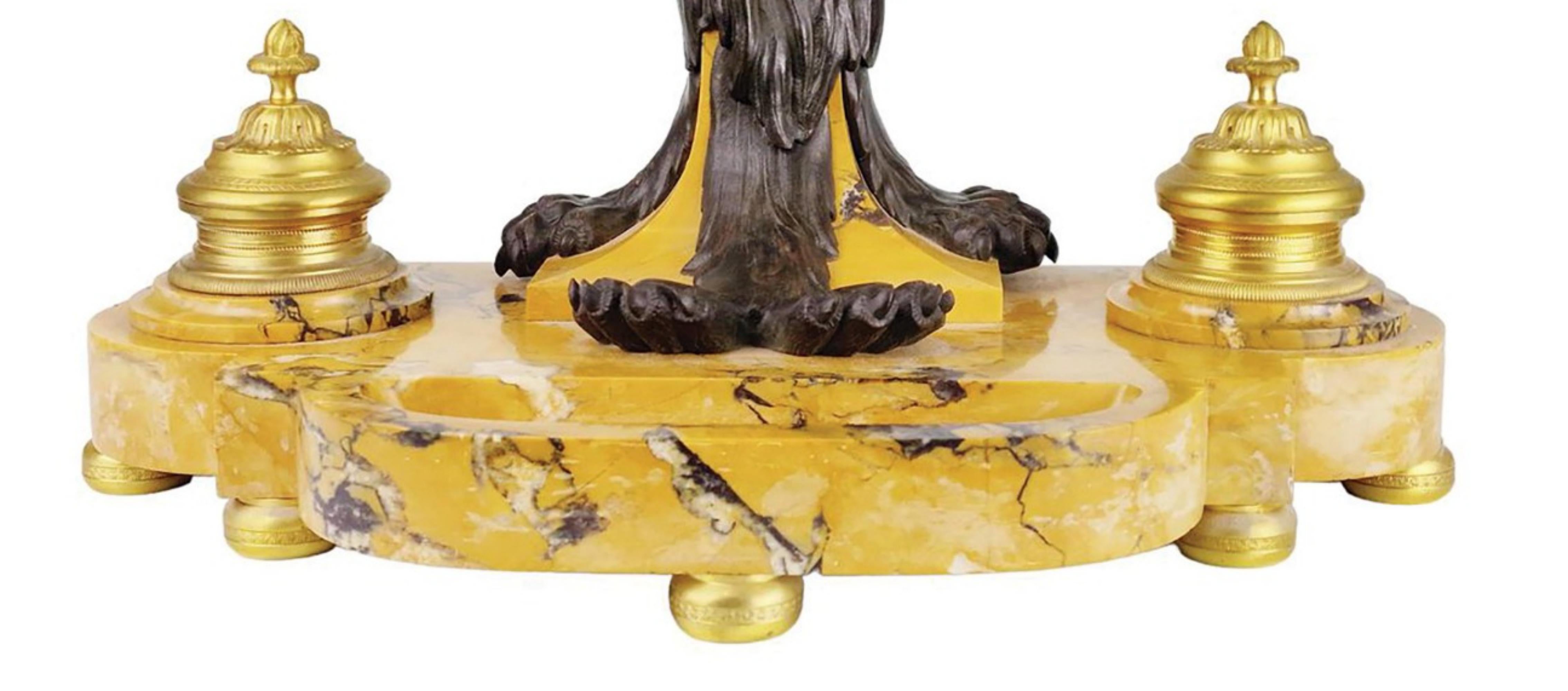 French Important Napoleon III Lion Inkwell, 19th Century For Sale