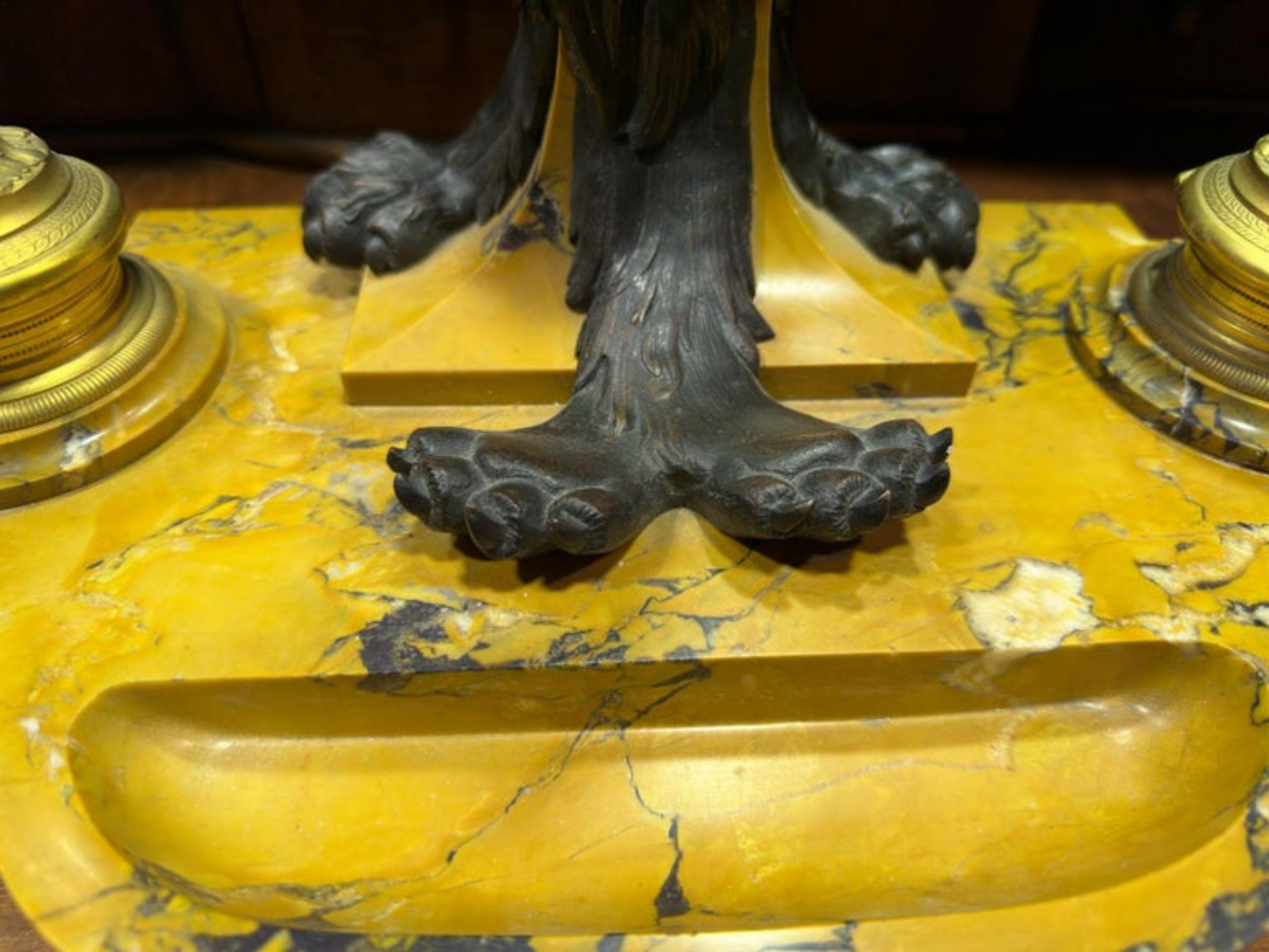 Importante tintero de león de Napoleón III, siglo XIX en venta 3
