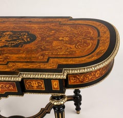 Important Napoleon III Marquetry Center Table, Parisian Work from the Faubourg