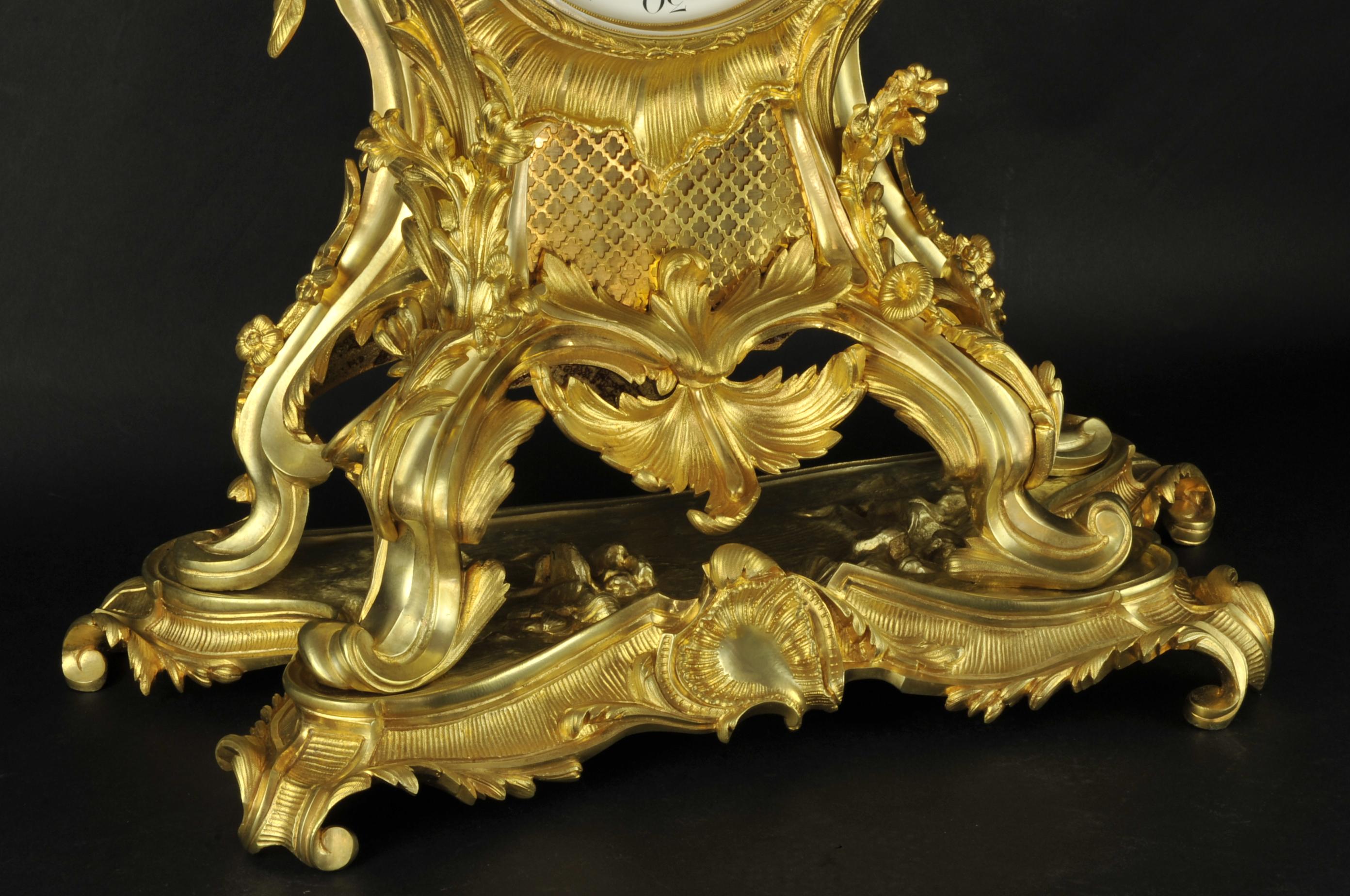French Important Napoleon III Ormolu Cartel Louis XV Rocaille Style