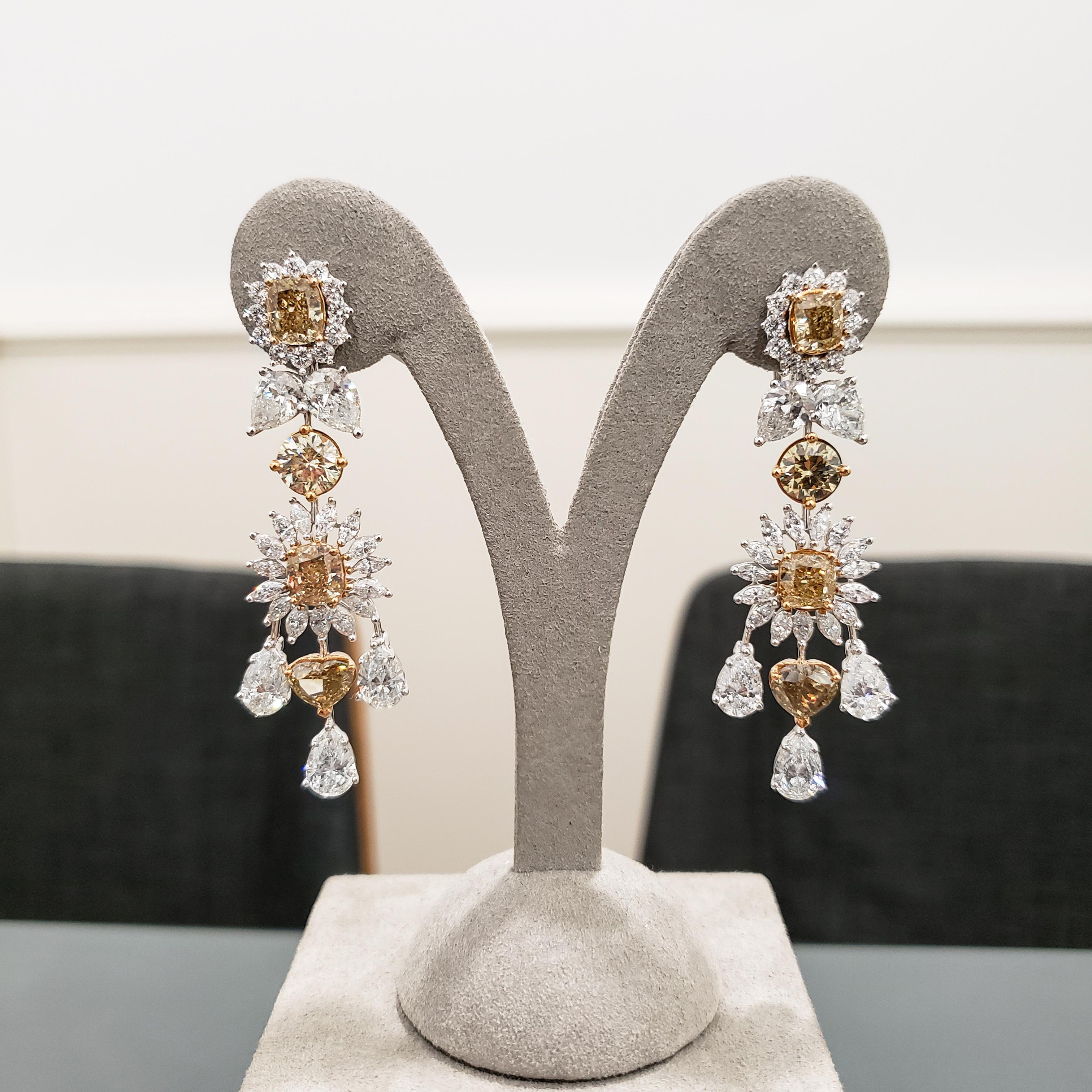 Mixed Cut Roman Malakov 26.34 Carats Total Mixed Shape Diamonds Chandelier Earrings For Sale