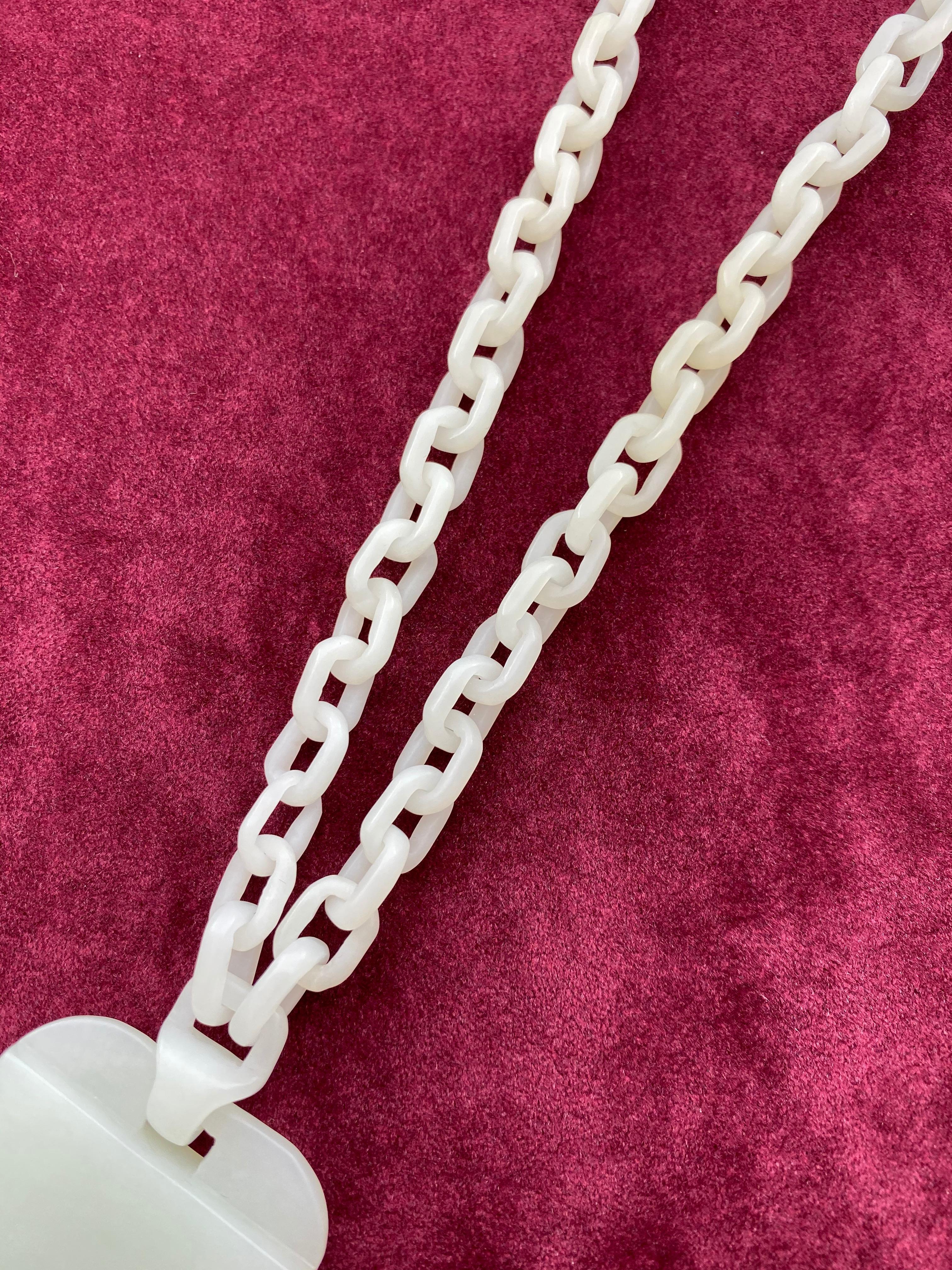 Halskette mit Anhänger aus natürlicher Nephrit-Jade, zertifizierte echte Mutton Fat Jade für Damen oder Herren im Angebot