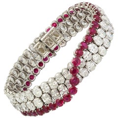 Important Natural No Heat Burma Ruby and Diamond Bracelet