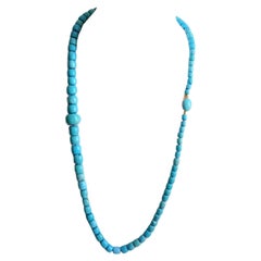 Important Natural Turquoise 18k Yellow Gold Necklace