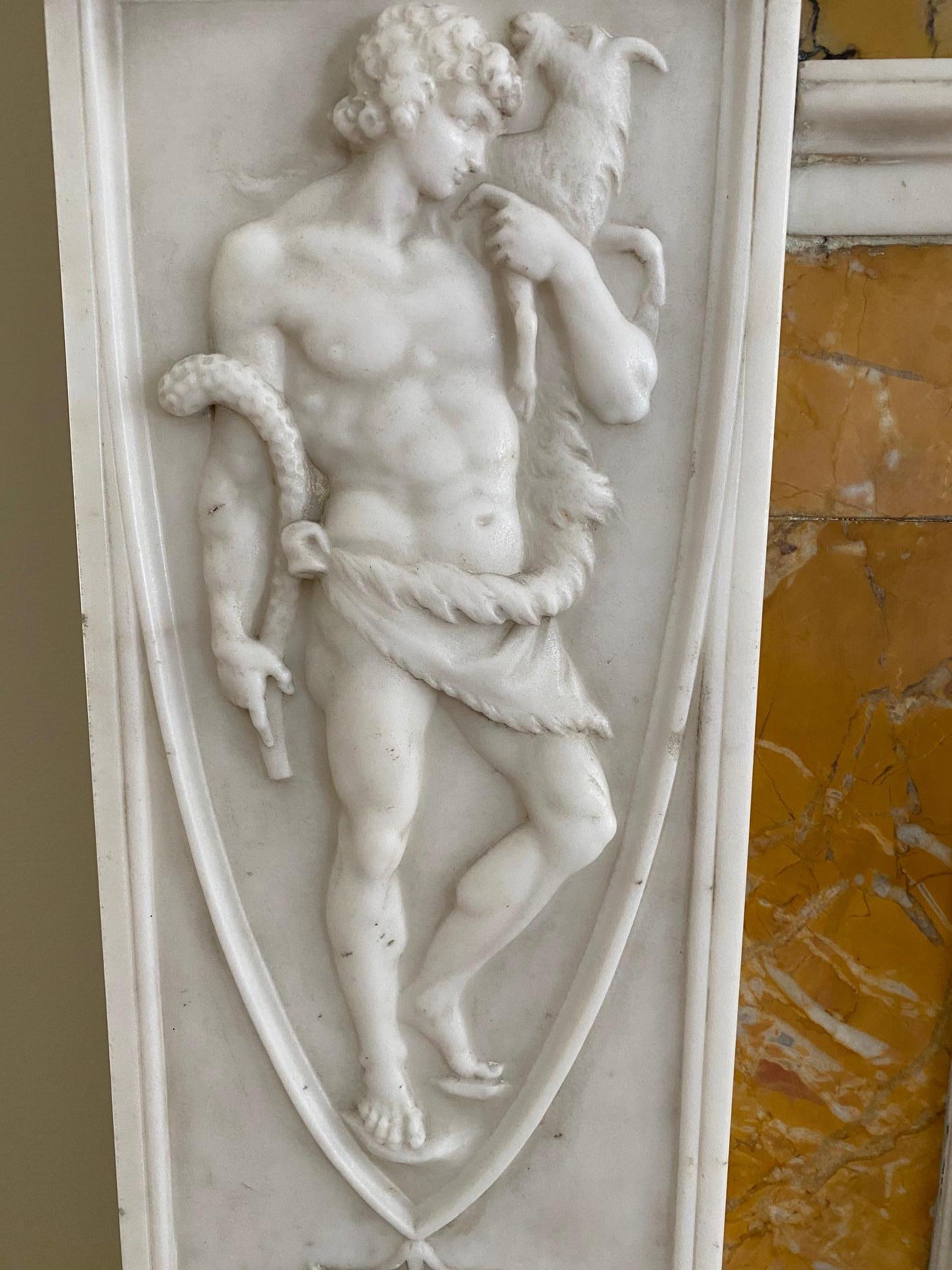Important Neo-Classical Georgian Period White Statuary and Siena Marble Mantel For Sale 3