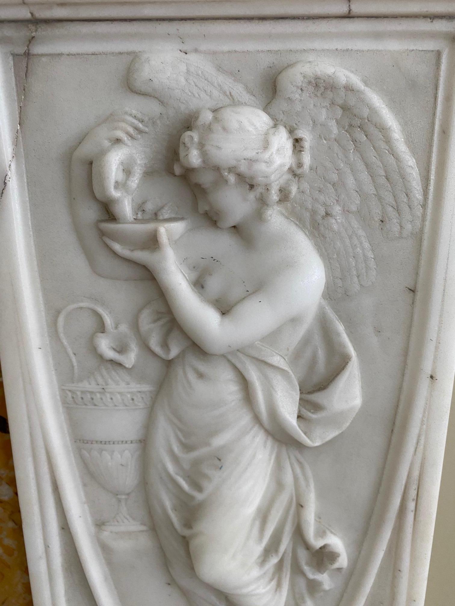 Important Neo-Classical Georgian Period White Statuary and Siena Marble Mantel For Sale 4