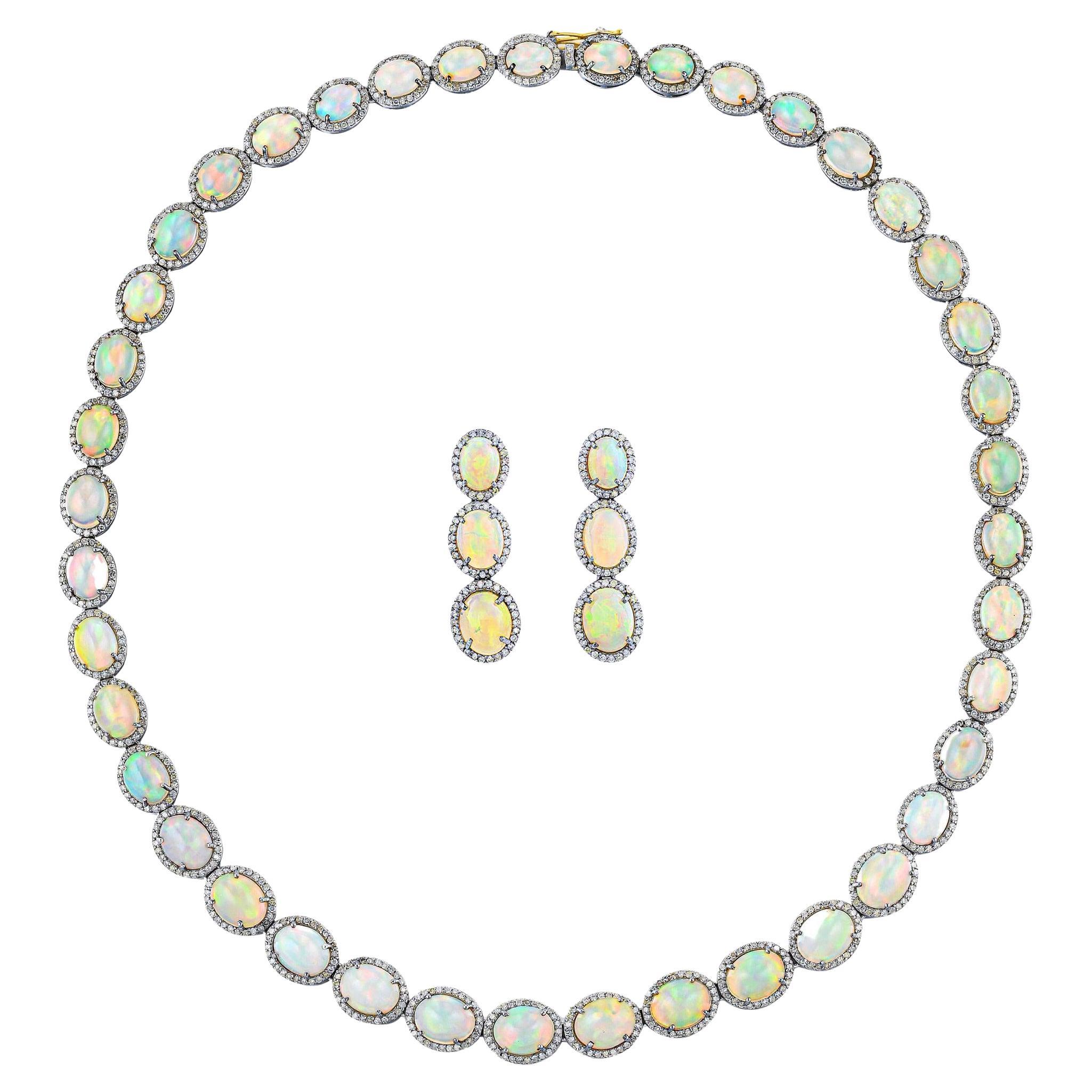 Importante Conjunto de Joyas de Ópalo con Diamantes 69 Quilates Total en  venta en 1stDibs