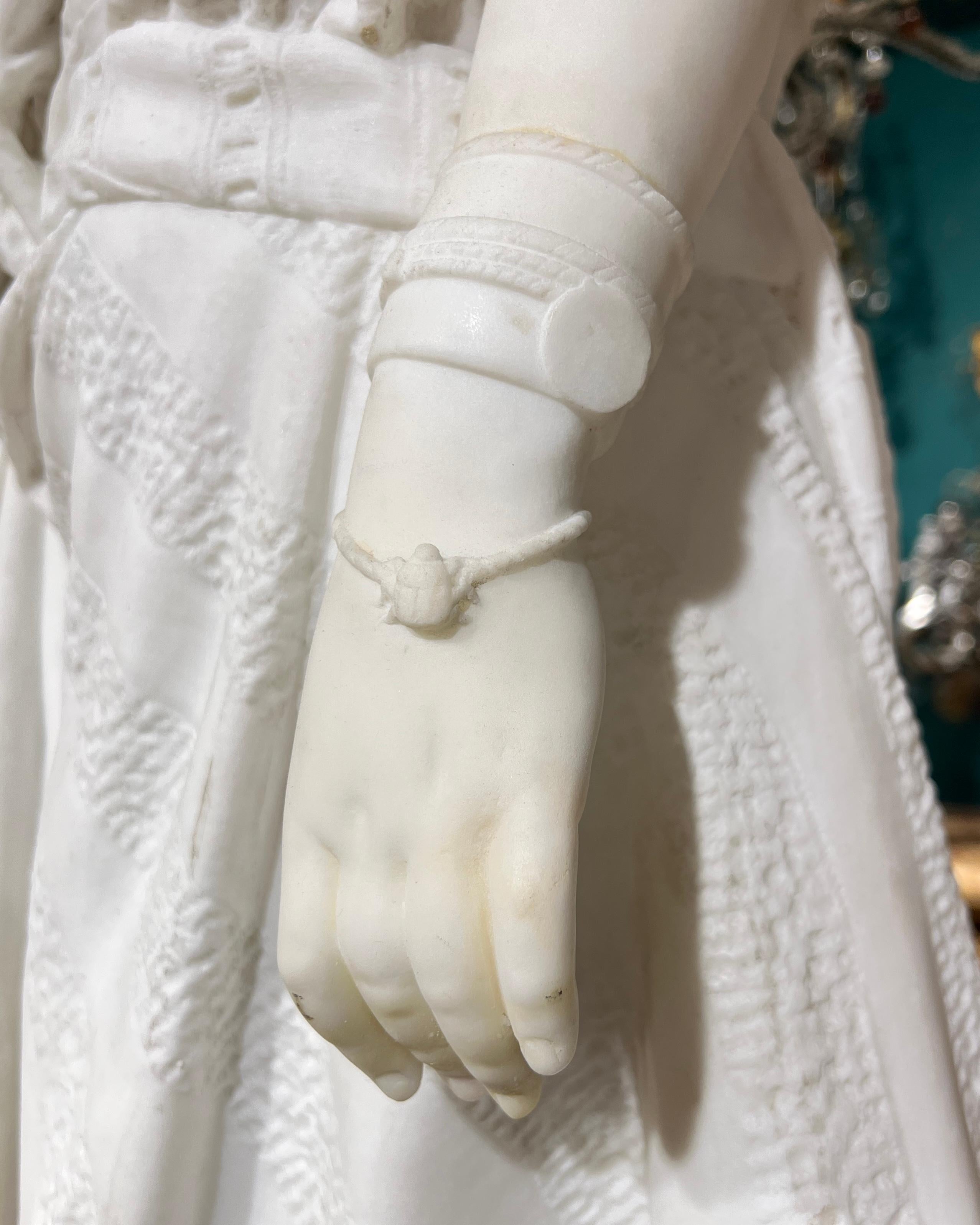 Wichtige italienische orientalische weiße Marmorstatue zweier Liebhaber aus dem 19. Jahrhundert im Angebot 7