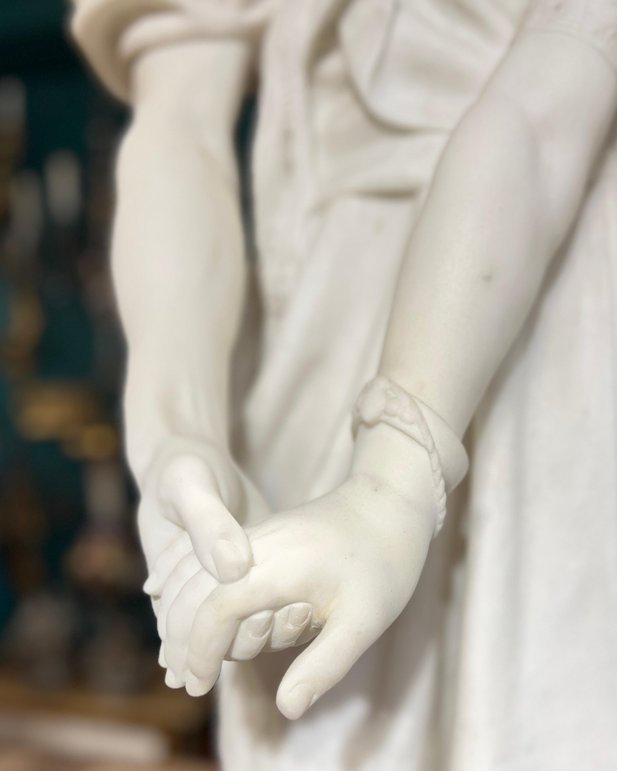 Wichtige italienische orientalische weiße Marmorstatue zweier Liebhaber aus dem 19. Jahrhundert im Angebot 8