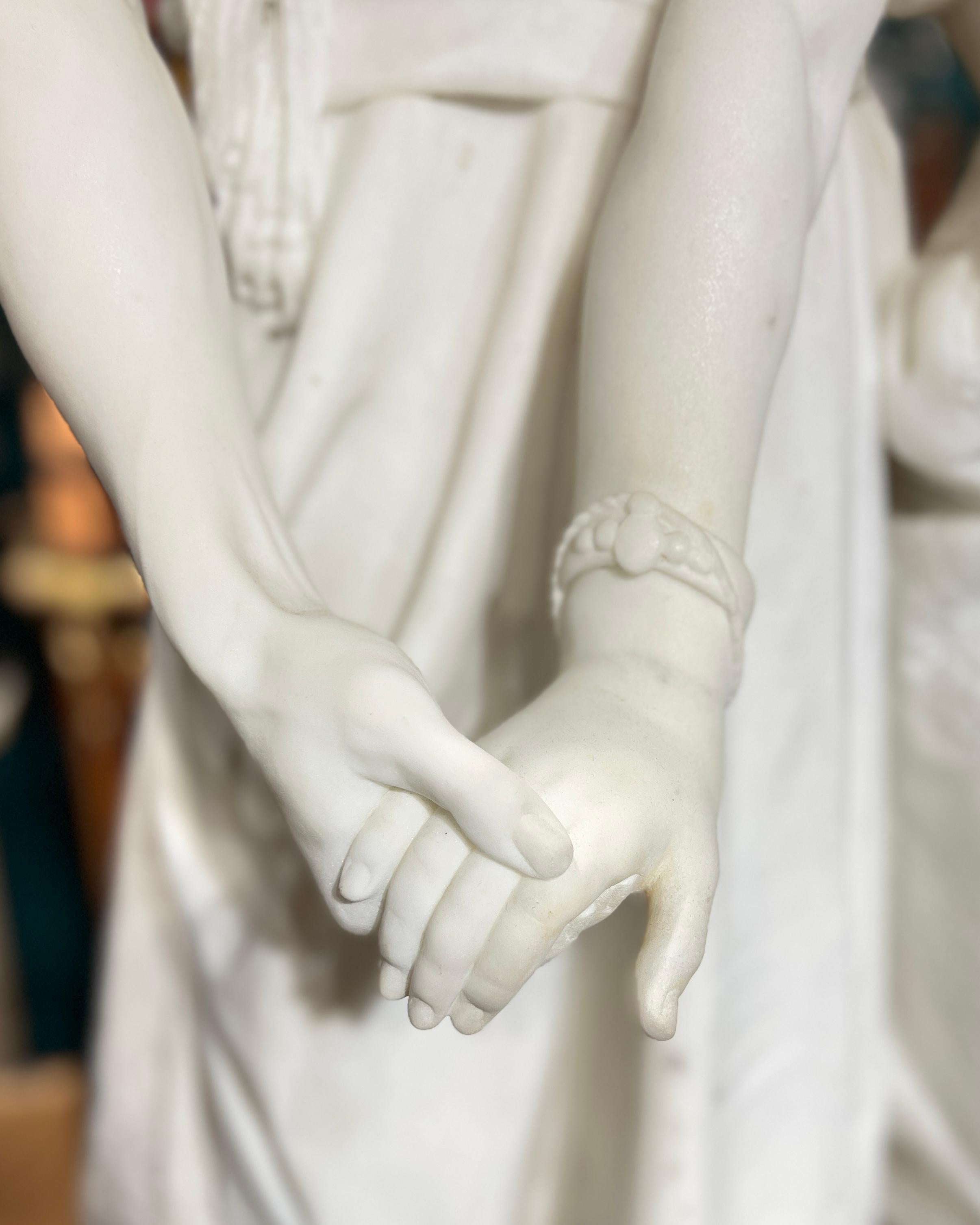 Wichtige italienische orientalische weiße Marmorstatue zweier Liebhaber aus dem 19. Jahrhundert im Angebot 2